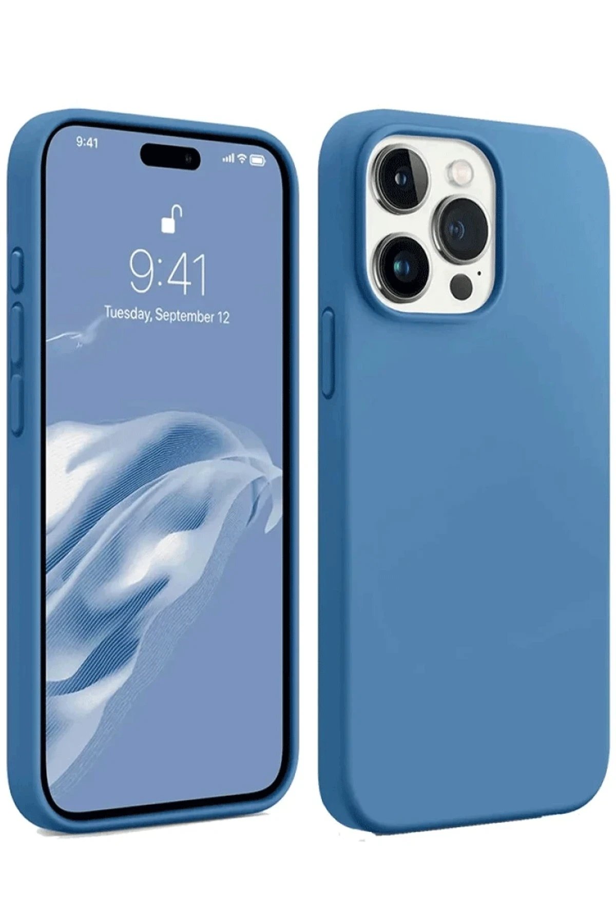 Newface iPhone 15 Pro Max Kılıf First Silikon - Mavi