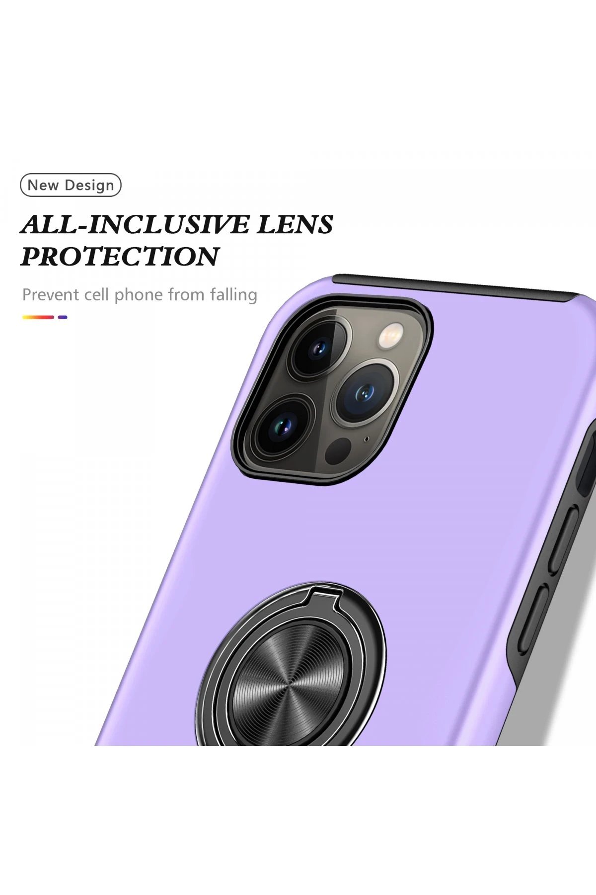 Newface iPhone 13 Pro Max Kılıf Elit Yüzüklü Kapak - Mor