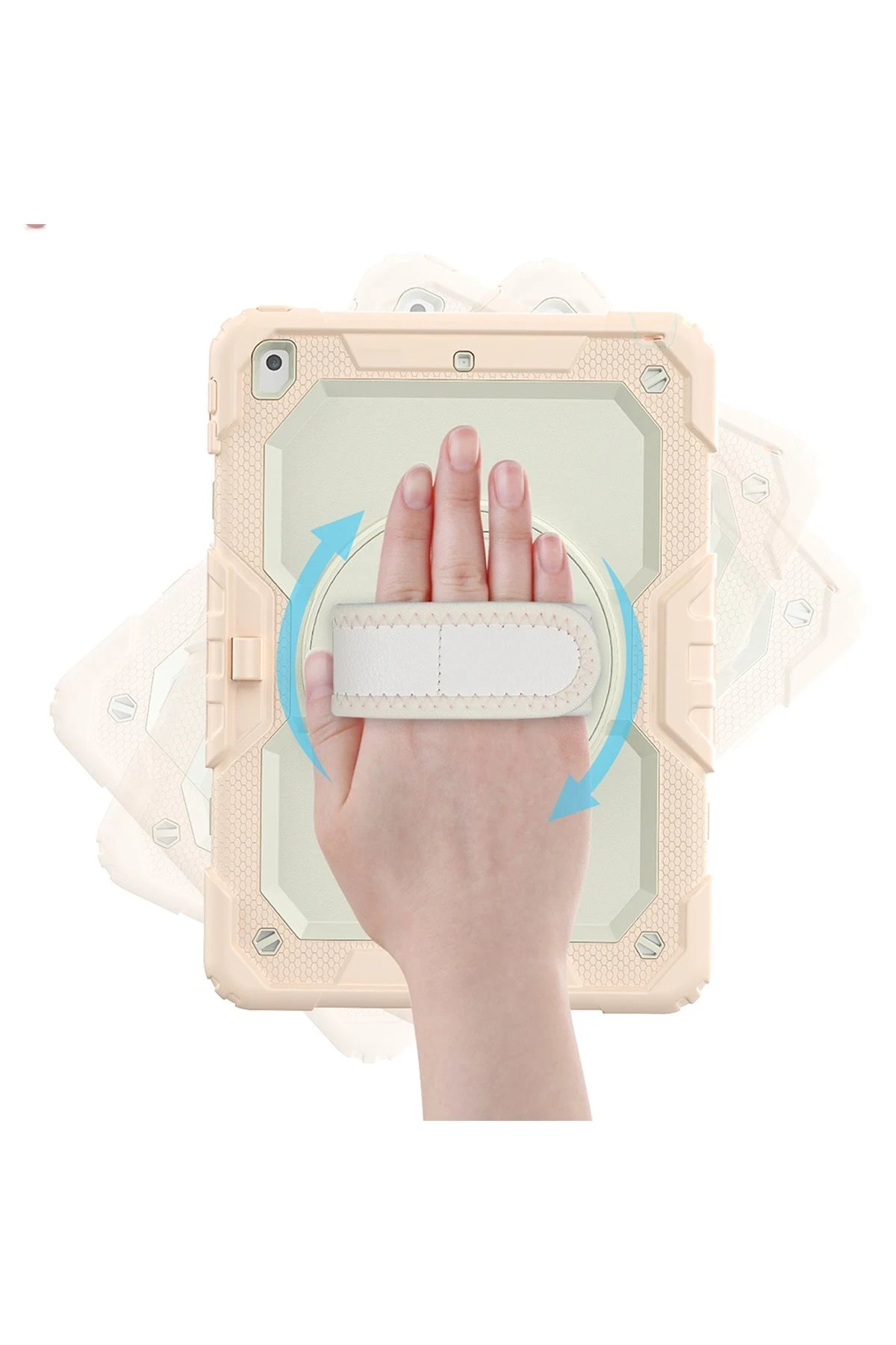 Newface iPad 10.2 (7.nesil) Kılıf Strap New Tablet Kapak - Pembe