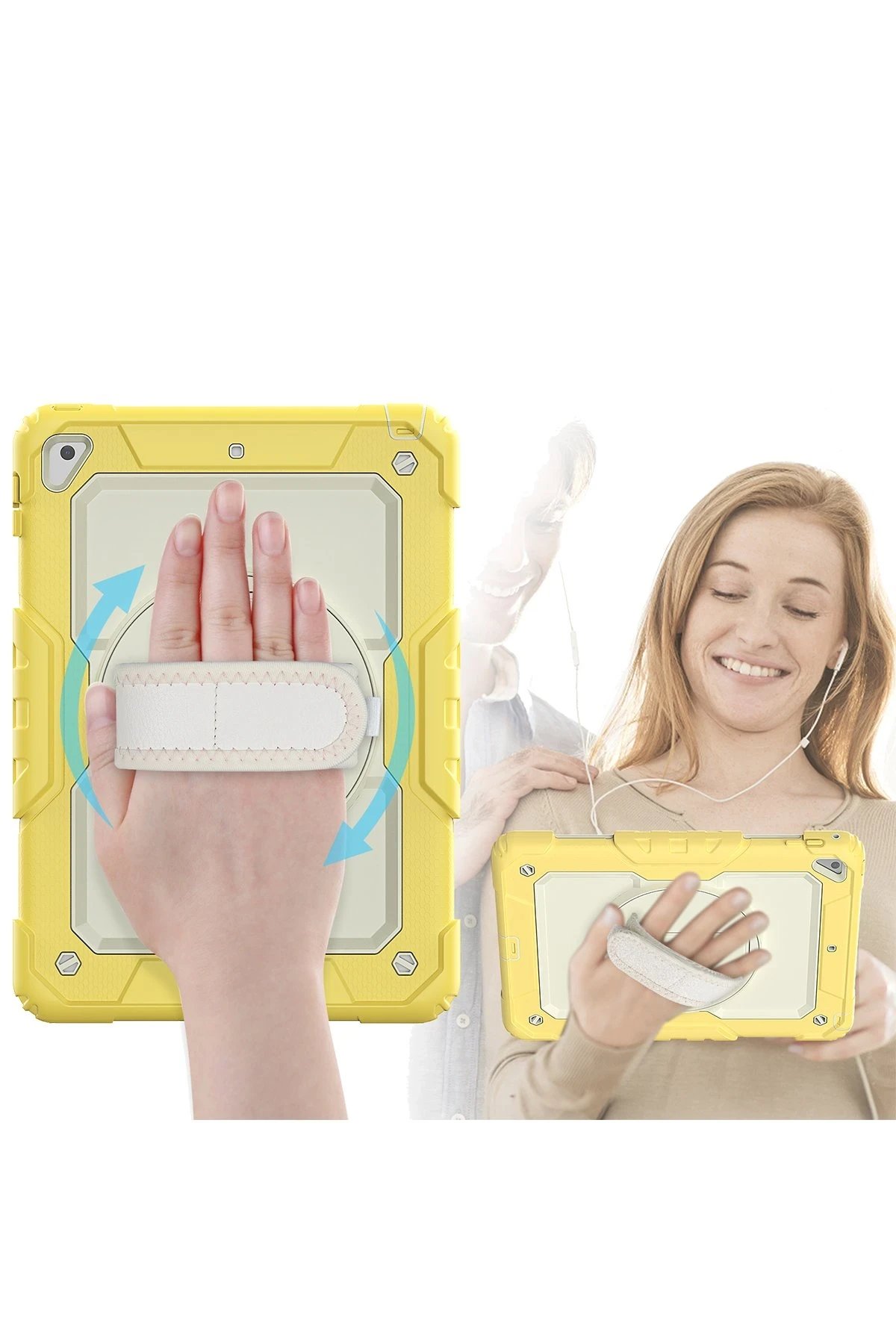 Newface iPad 5 Air 9.7 Kılıf Strap New Tablet Kapak - Sarı