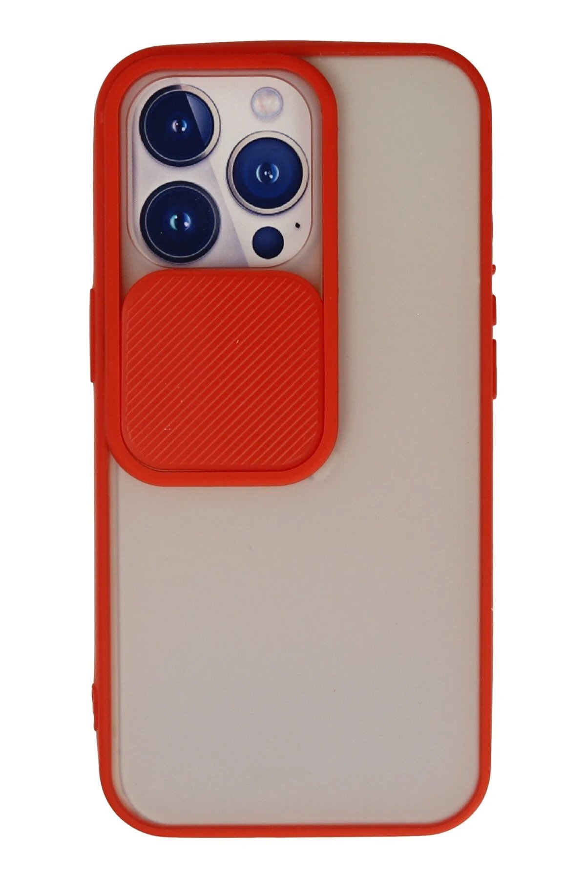 Newface iPhone 13 Pro Kılıf Palm Buzlu Kamera Sürgülü Silikon - Kırmızı