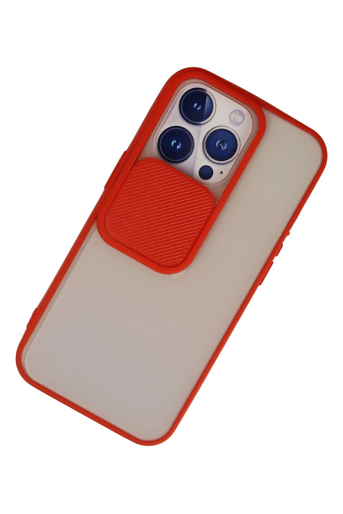 Newface iPhone 13 Pro Kılıf Palm Buzlu Kamera Sürgülü Silikon - Kırmızı