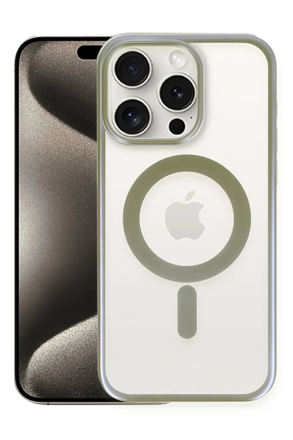 Newface iPhone 15 Pro Kılıf Erozi Magsafe Kapak - Gri