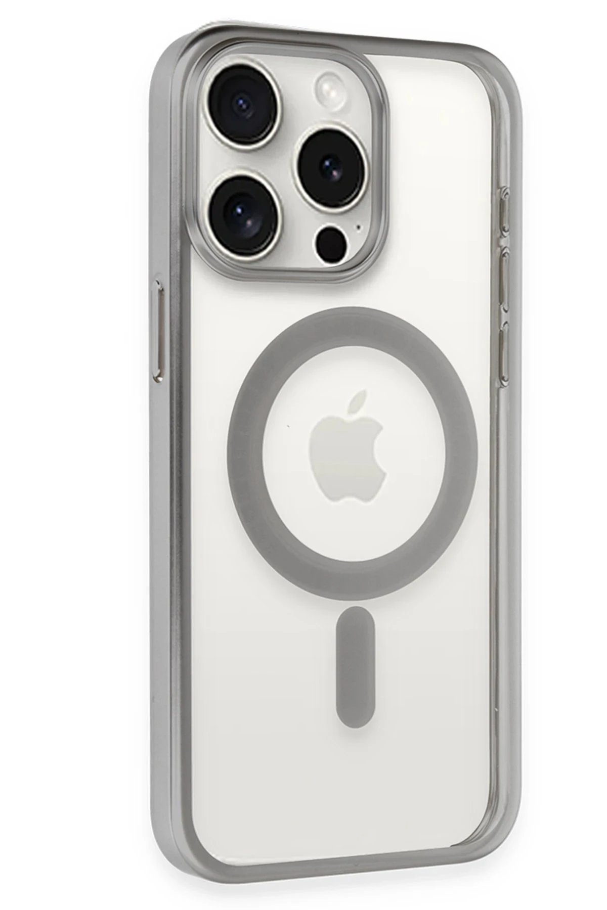 Newface iPhone 15 Pro Kılıf Erozi Magsafe Kapak - Gümüş