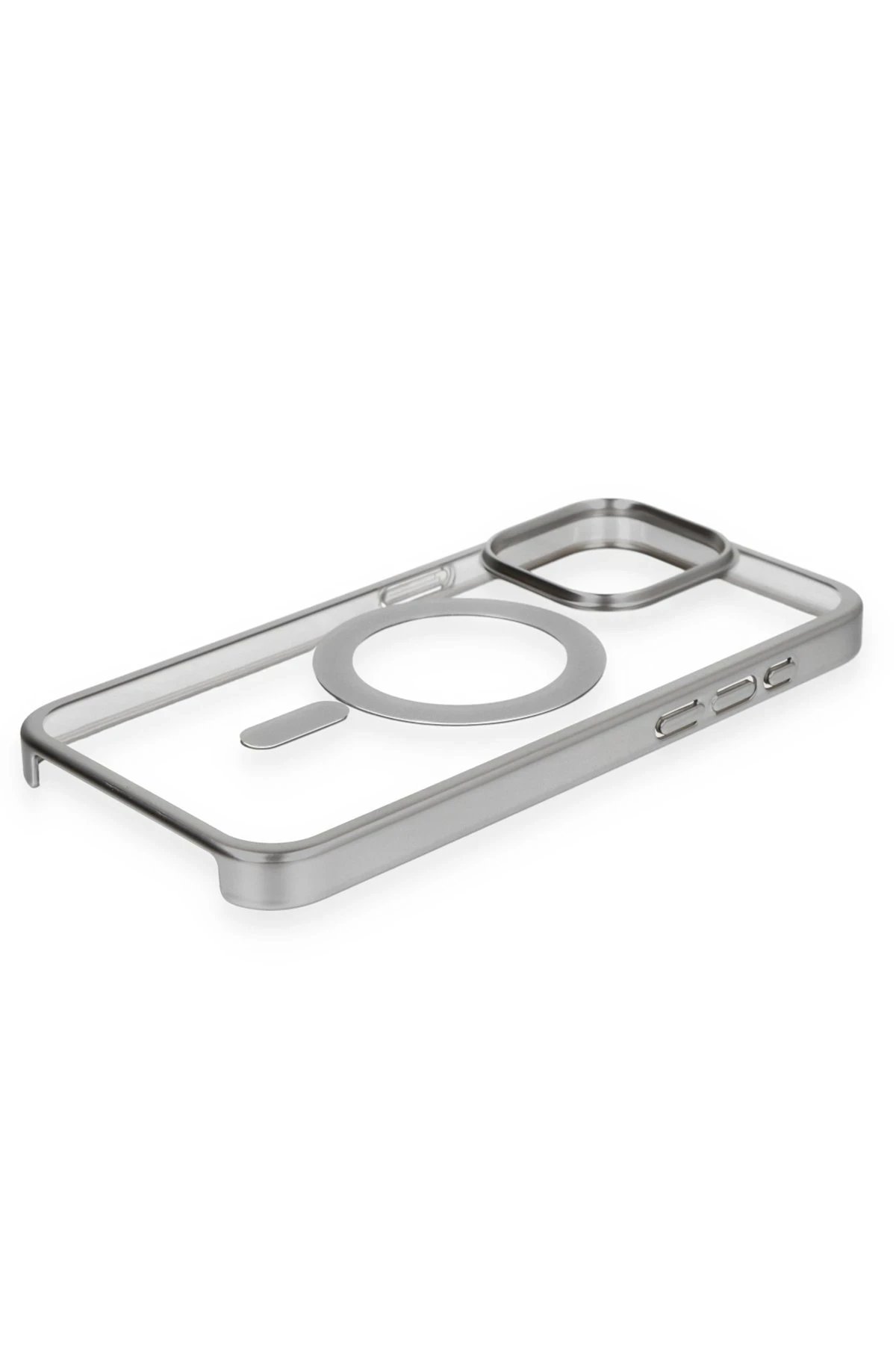 Newface iPhone 15 Pro Kılıf Erozi Magsafe Kapak - Gümüş