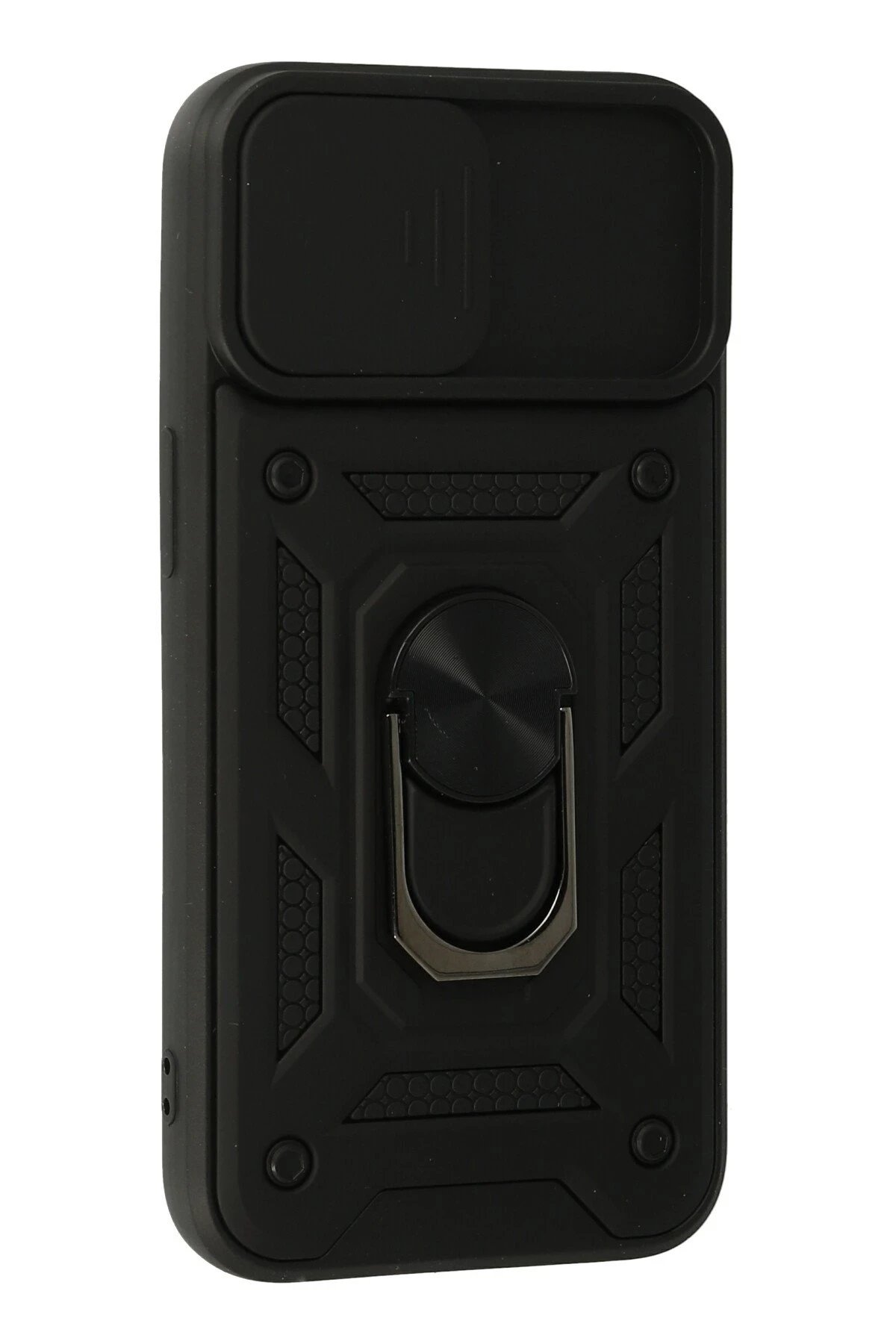 Newface iPhone 13 Kılıf Pars Lens Yüzüklü Silikon - Siyah