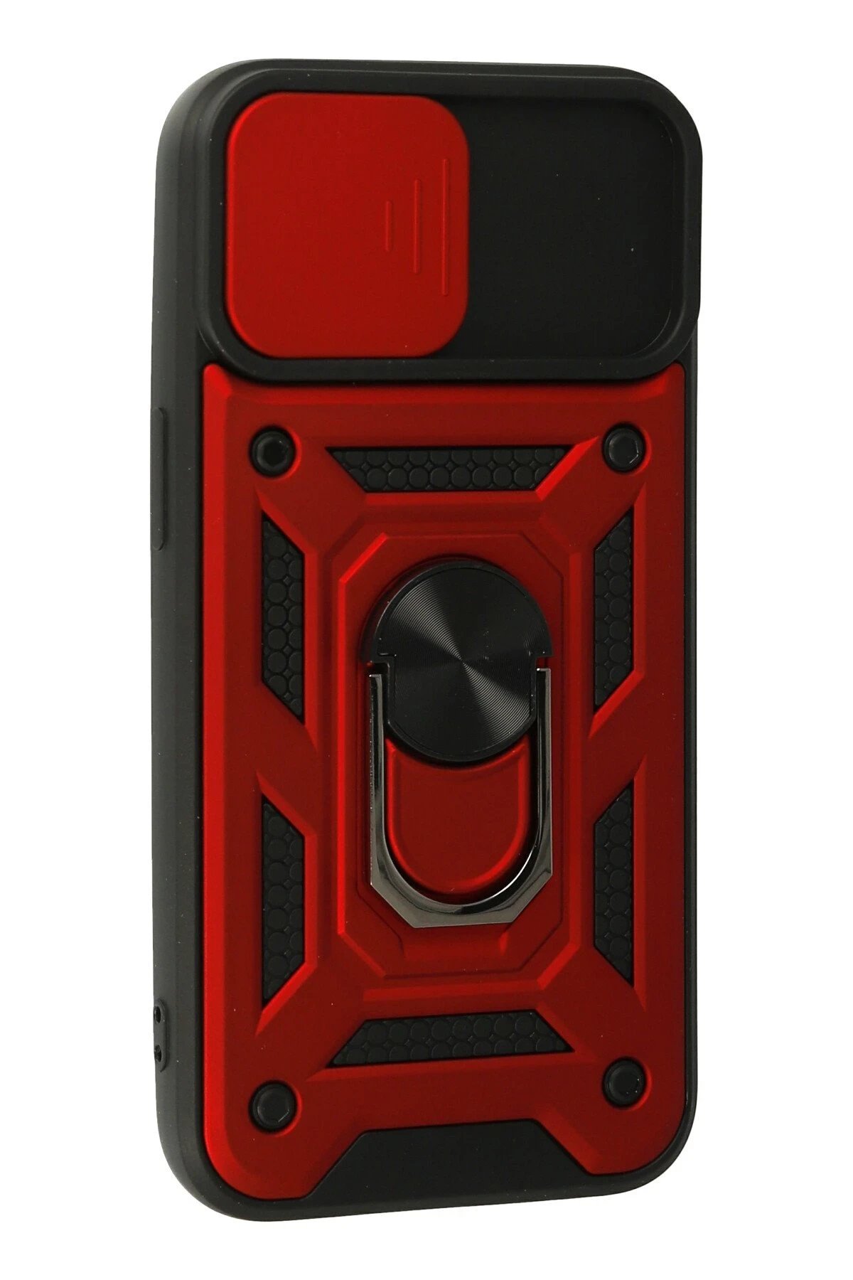 Newface iPhone 13 Kılıf Pars Lens Yüzüklü Silikon - Kırmızı