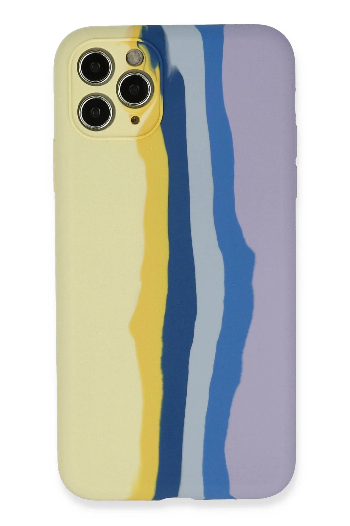 Newface iPhone 11 Pro Kılıf Ebruli Lansman Silikon - Sarı-Lila