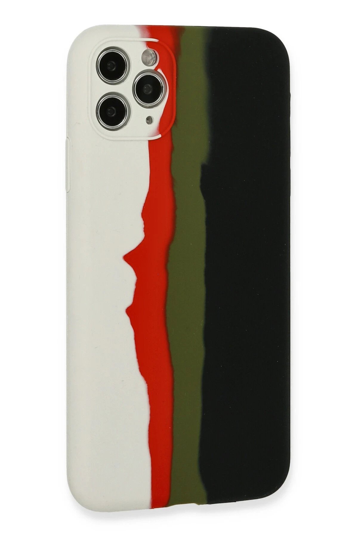 Newface iPhone 11 Pro Kılıf Ebruli Lansman Silikon - Beyaz-Siyah