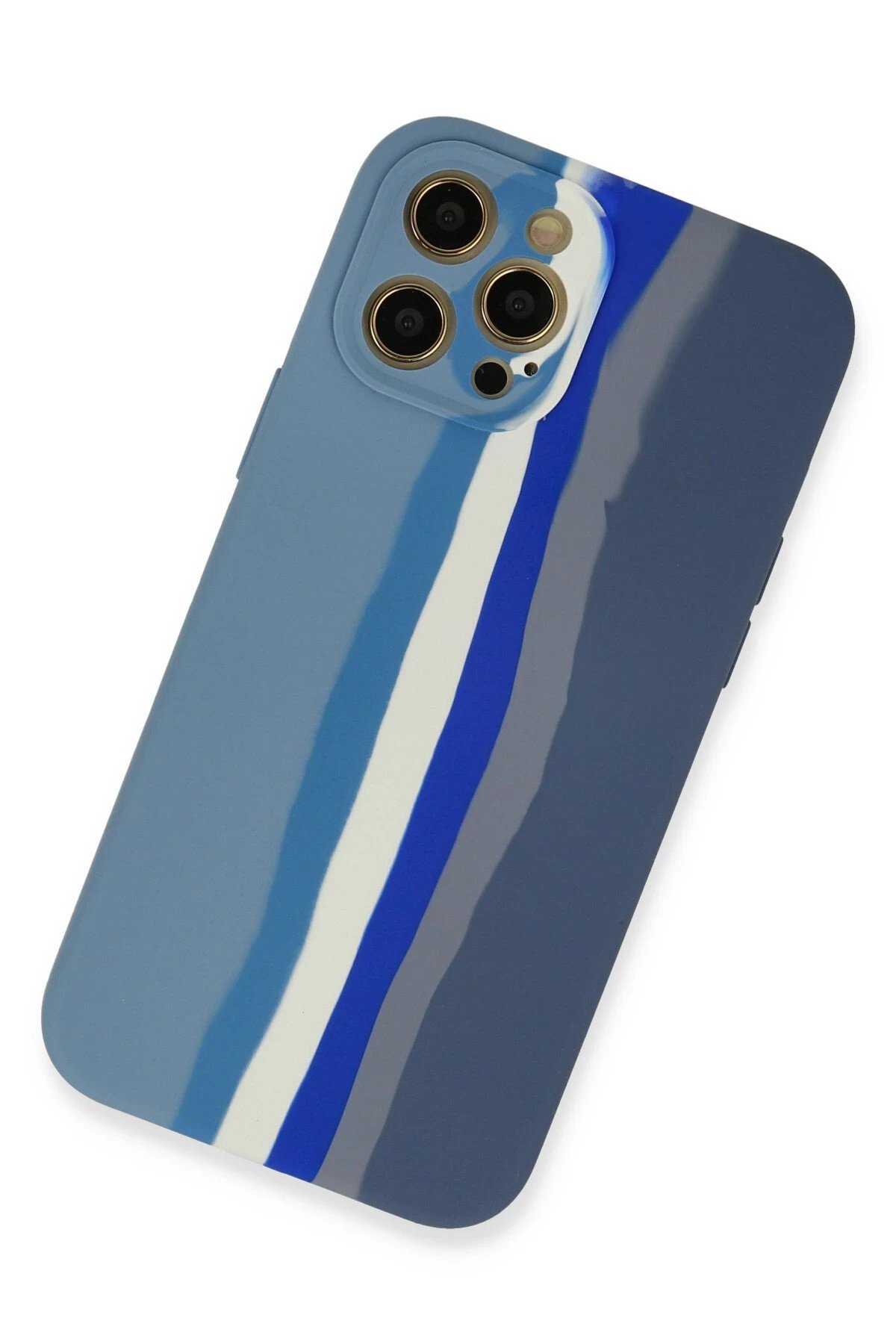 Newface iPhone 12 Pro Kılıf Ebruli Lansman Silikon - Mavi-Gri