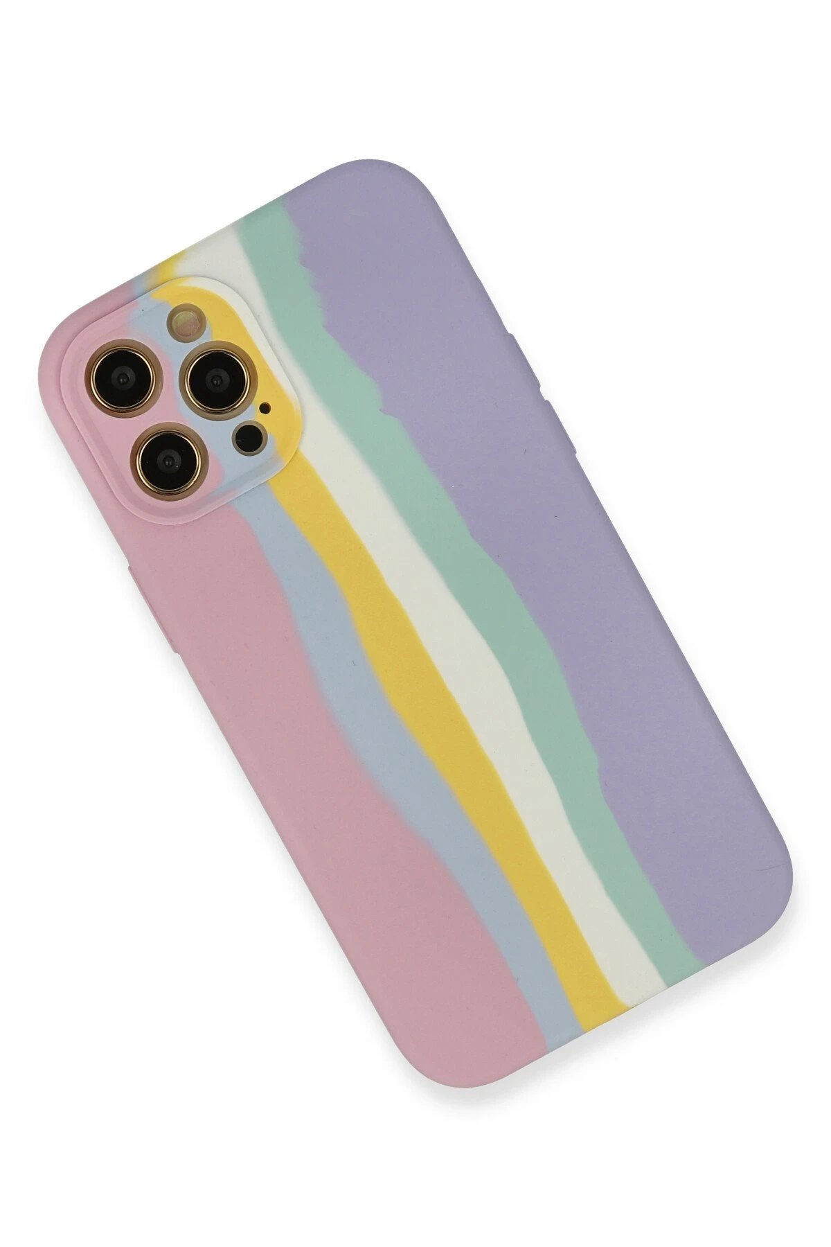 Newface iPhone 12 Pro Max Kılıf Ebruli Lansman Silikon - Pembe-Lila