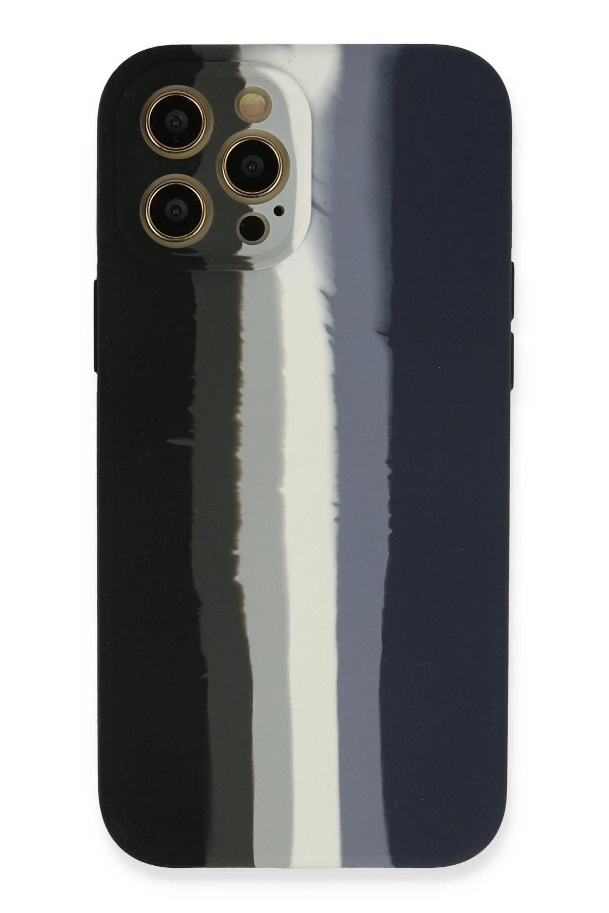 Newface iPhone 12 Pro Max Kılıf Ebruli Lansman Silikon - Siyah-Lacivert