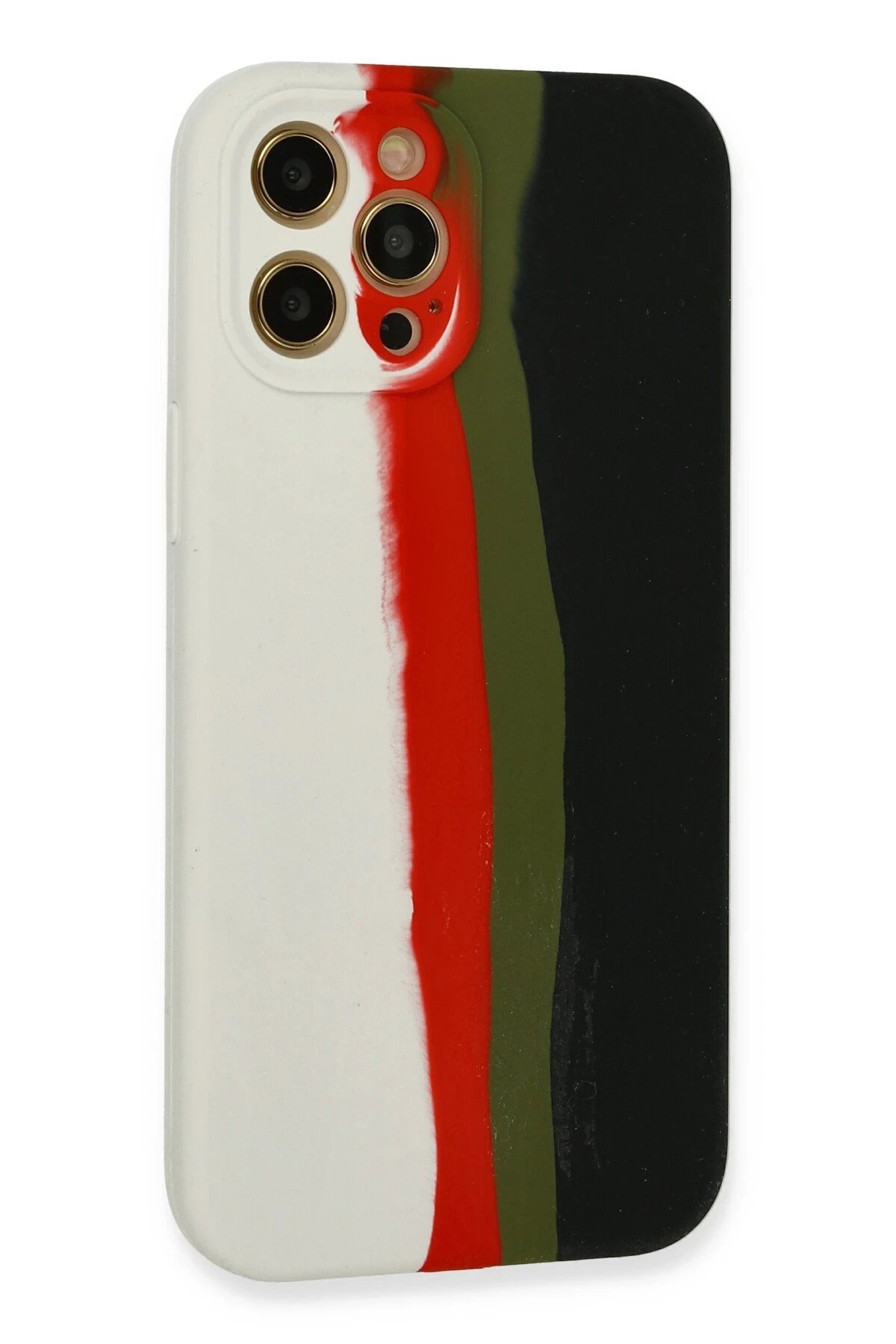 Newface iPhone 12 Pro Max Kılıf Ebruli Lansman Silikon - Beyaz-Siyah