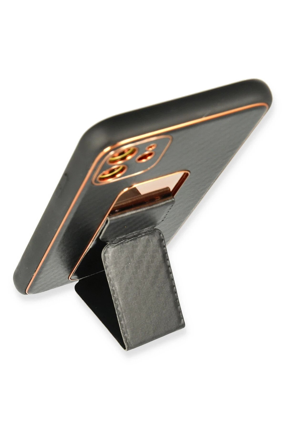 Newface iPhone 12 Kılıf Coco Karbon Standlı Kapak - Siyah