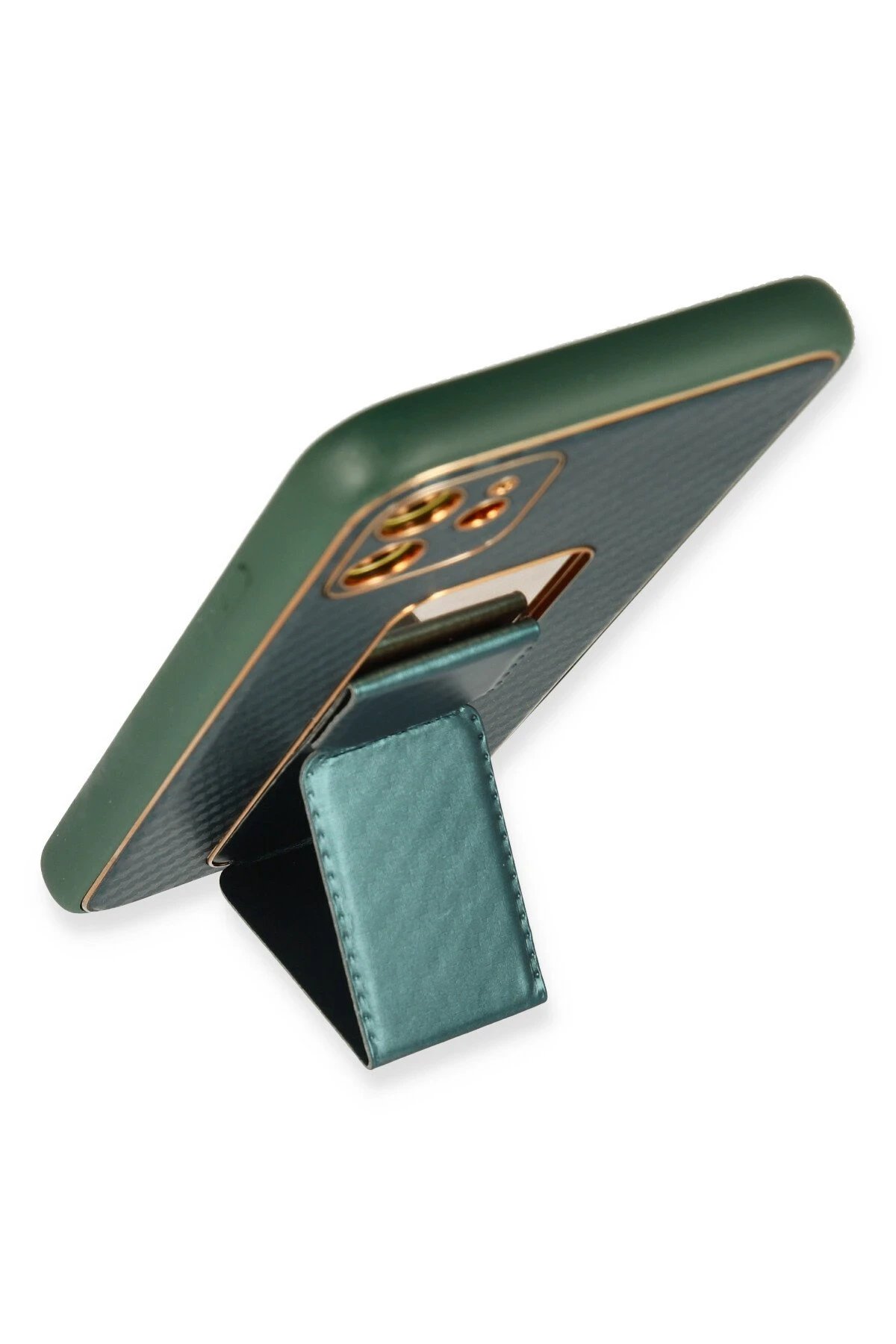 Newface iPhone 12 Kılıf Coco Karbon Standlı Kapak - Yeşil