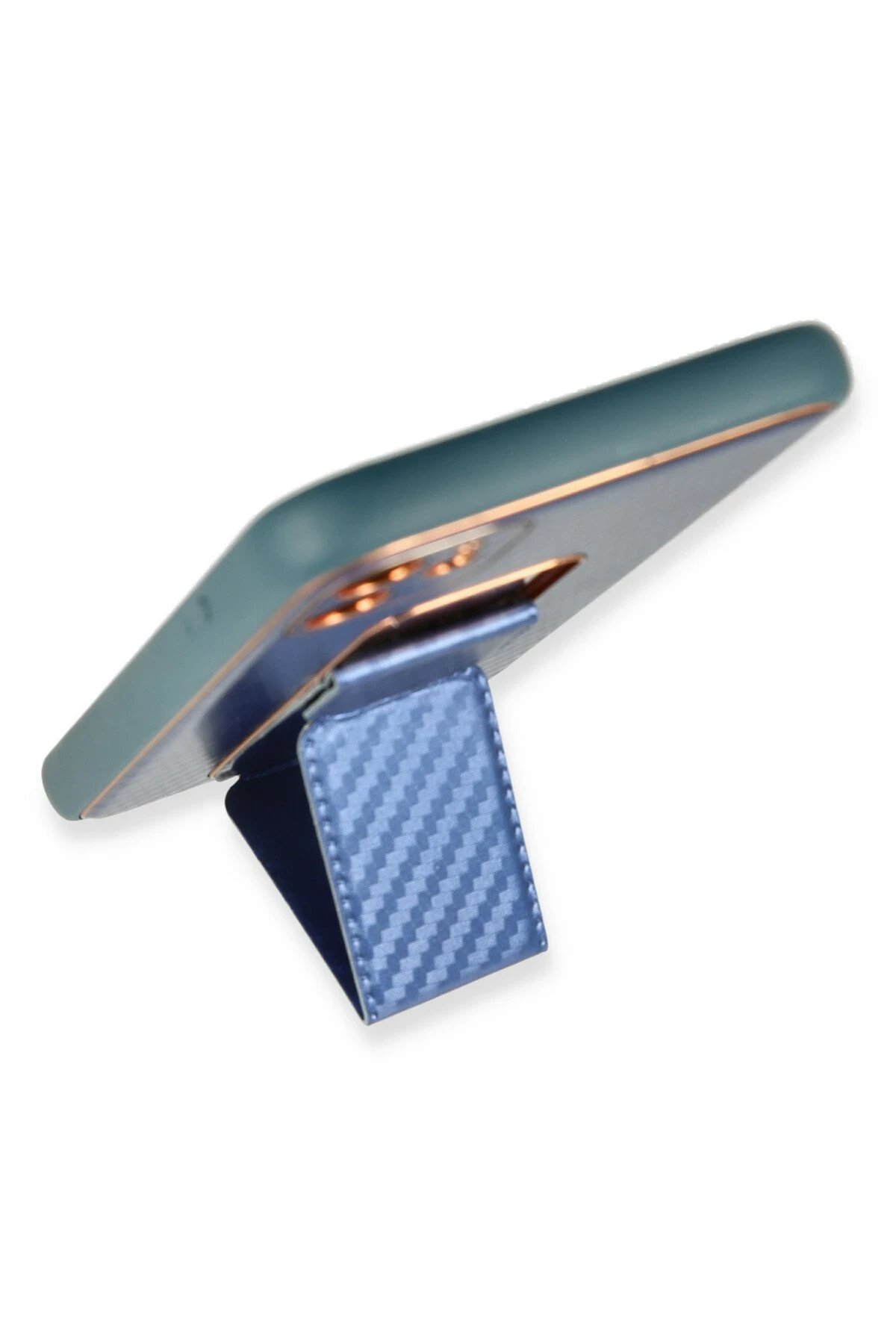 Newface iPhone 12 Kılıf Coco Karbon Standlı Kapak - Mavi