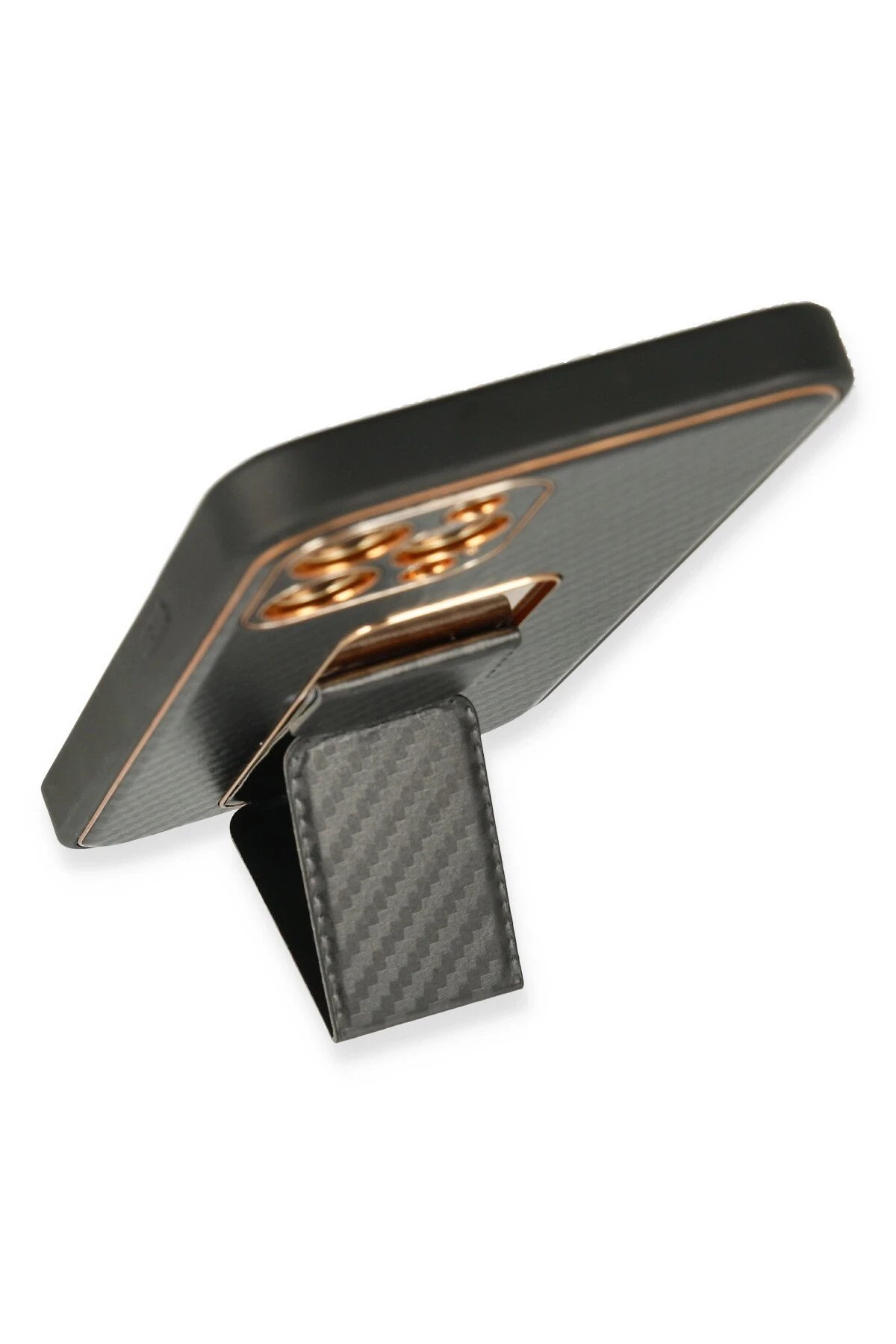 Newface iPhone 12 Pro Kılıf Coco Karbon Standlı Kapak - Siyah