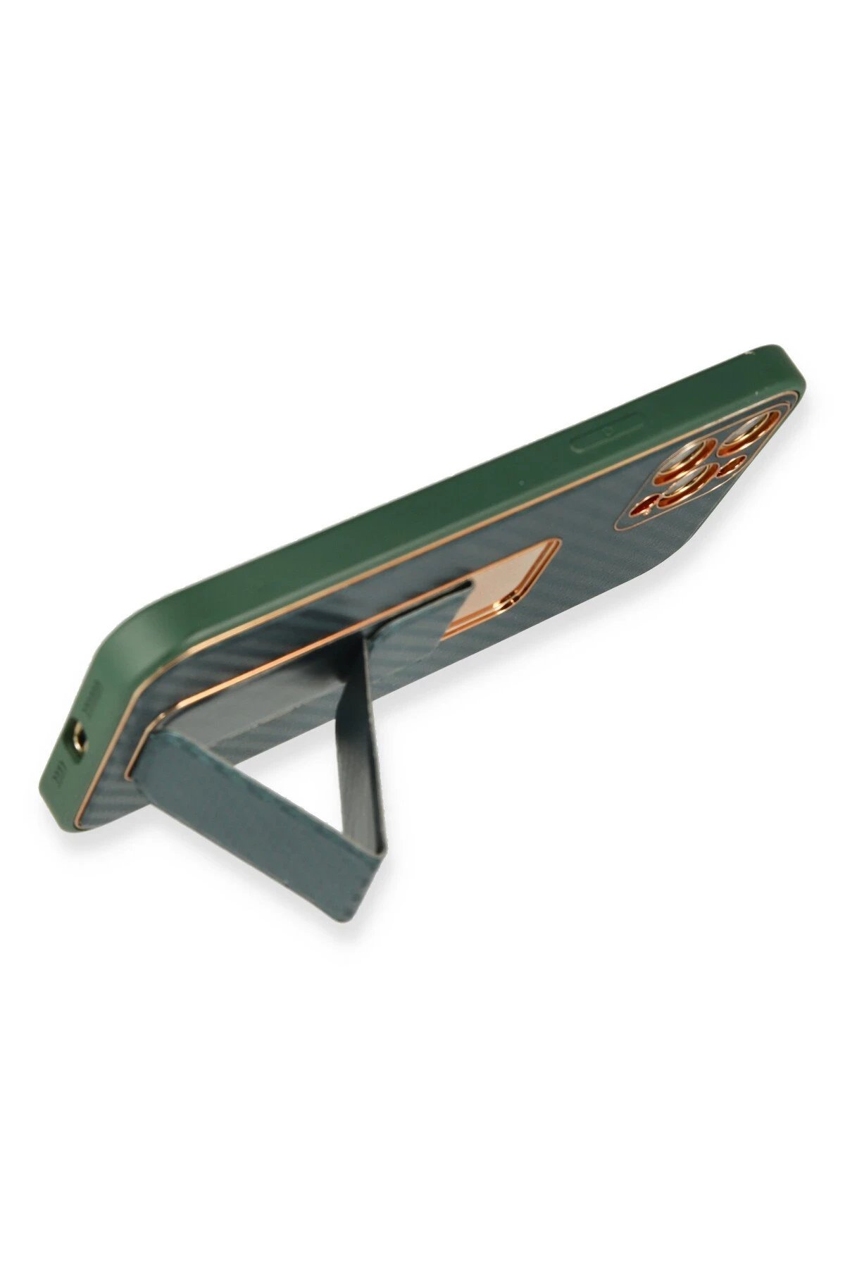 Newface iPhone 12 Pro Kılıf Coco Karbon Standlı Kapak - Yeşil