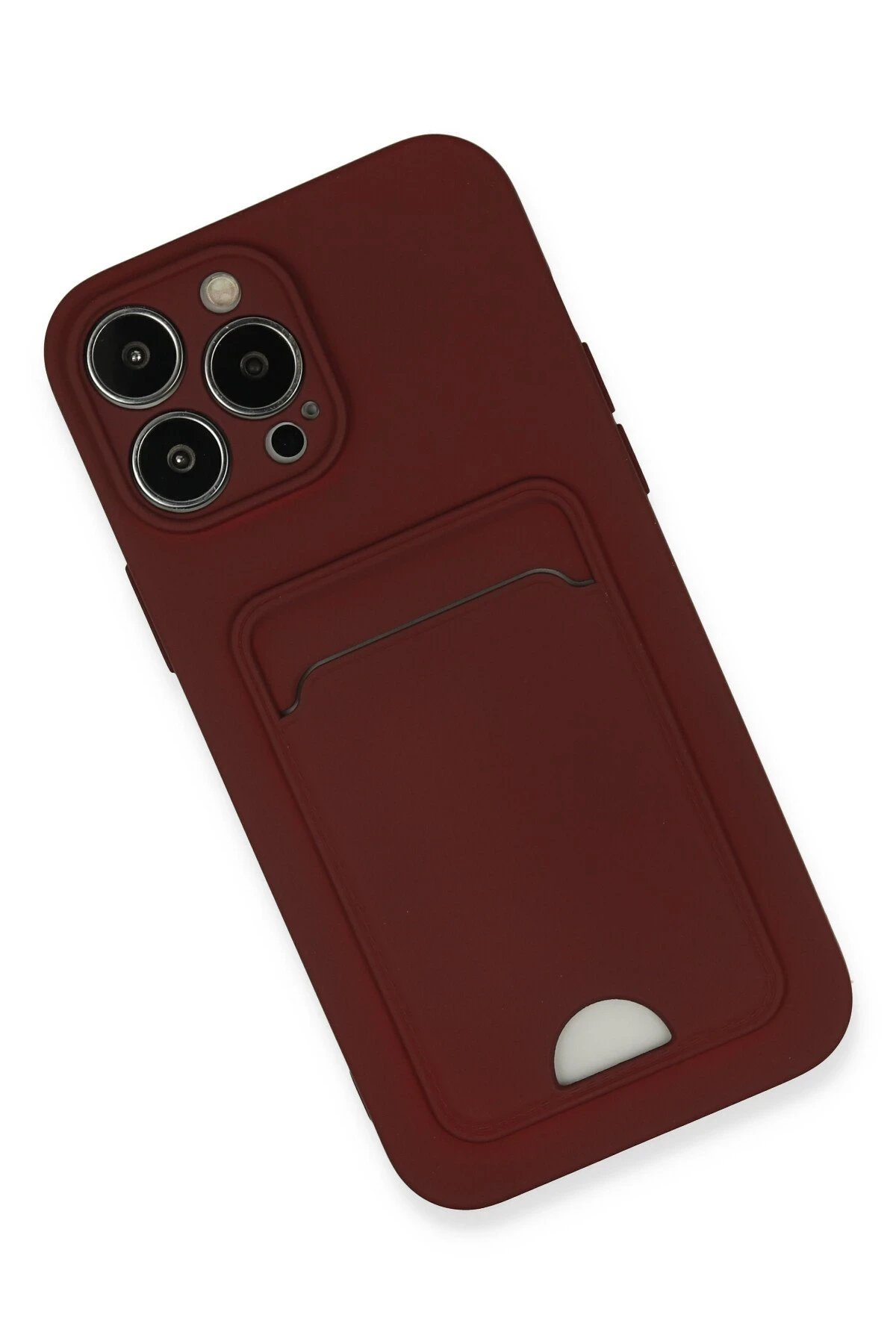 Newface iPhone 13 Pro Max Kılıf Kelvin Kartvizitli Silikon - Bordo