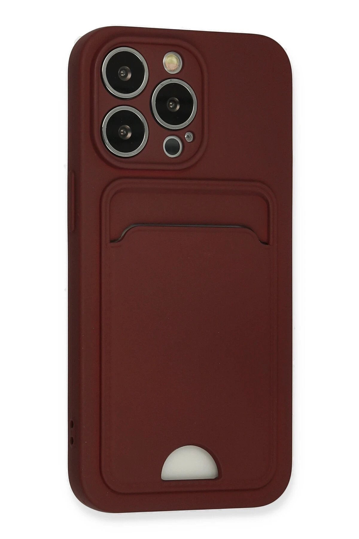 Newface iPhone 13 Pro Kılıf Kelvin Kartvizitli Silikon - Bordo