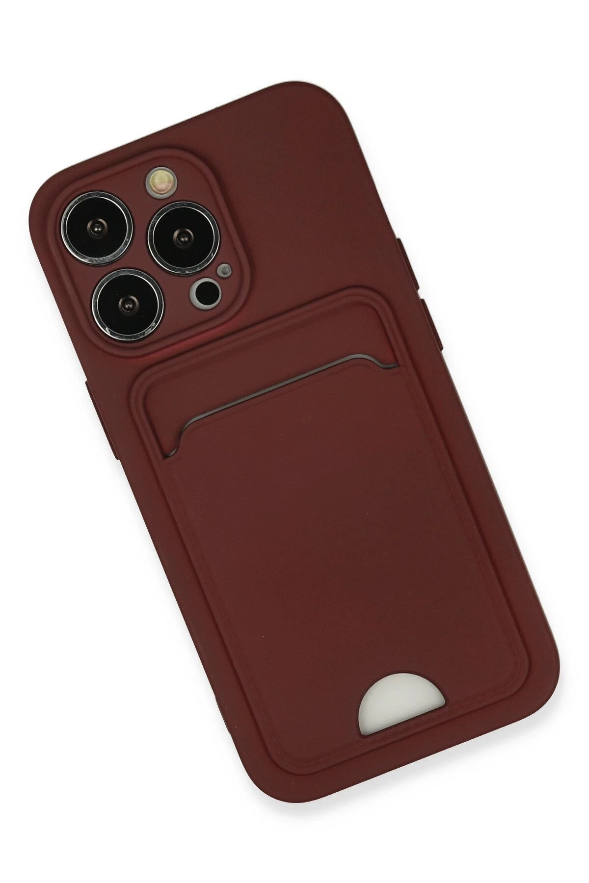 Newface iPhone 13 Pro Kılıf Kelvin Kartvizitli Silikon - Bordo