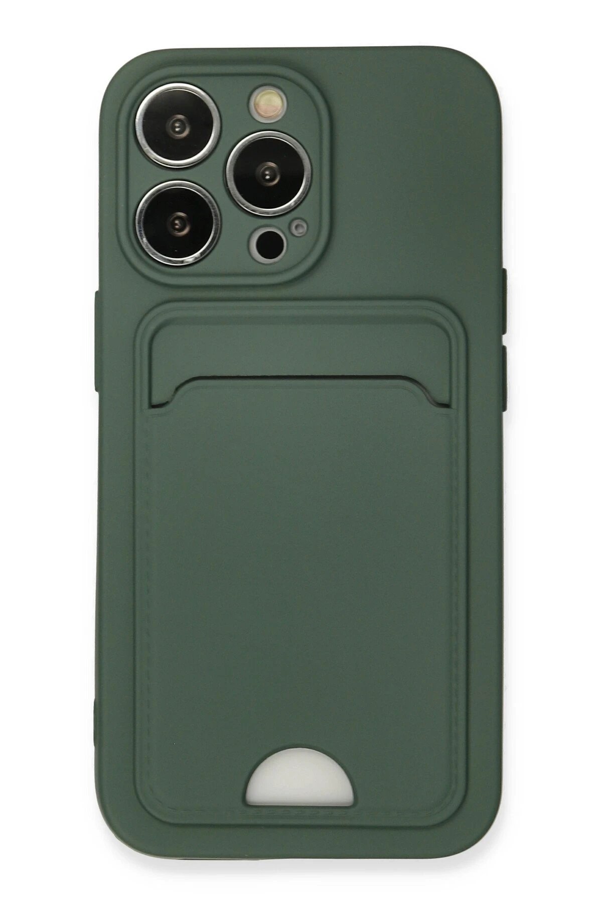 Newface iPhone 13 Pro Kılıf Kelvin Kartvizitli Silikon - Koyu Yeşil