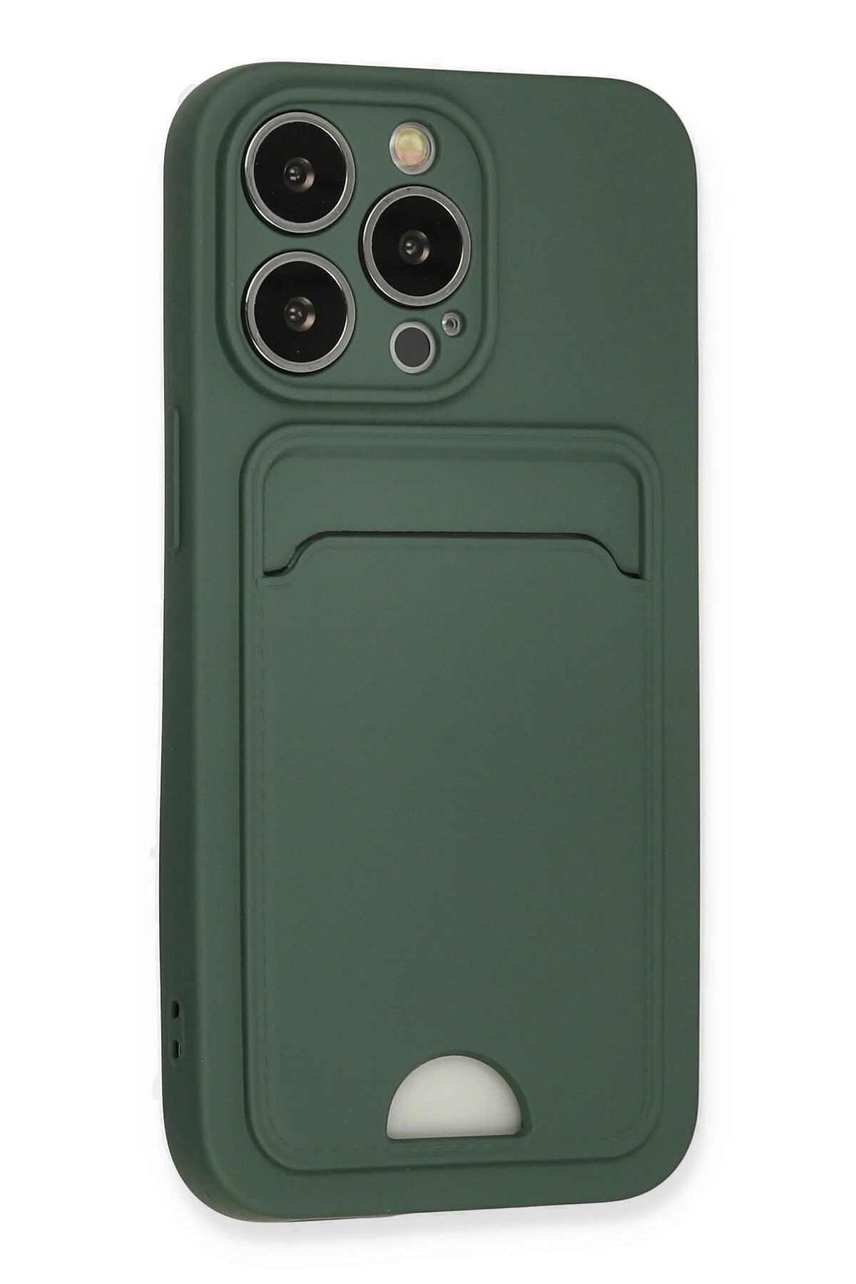 Newface iPhone 13 Pro Kılıf Kelvin Kartvizitli Silikon - Koyu Yeşil