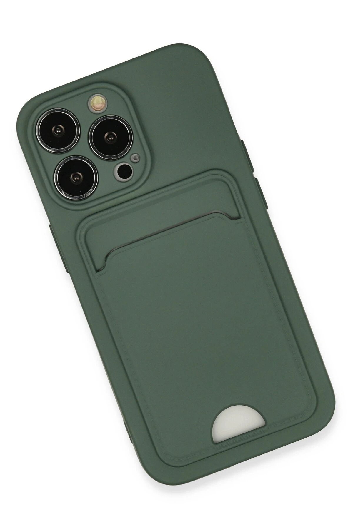 Newface iPhone 13 Pro Kılıf Kelvin Kartvizitli Silikon - Koyu Yeşil