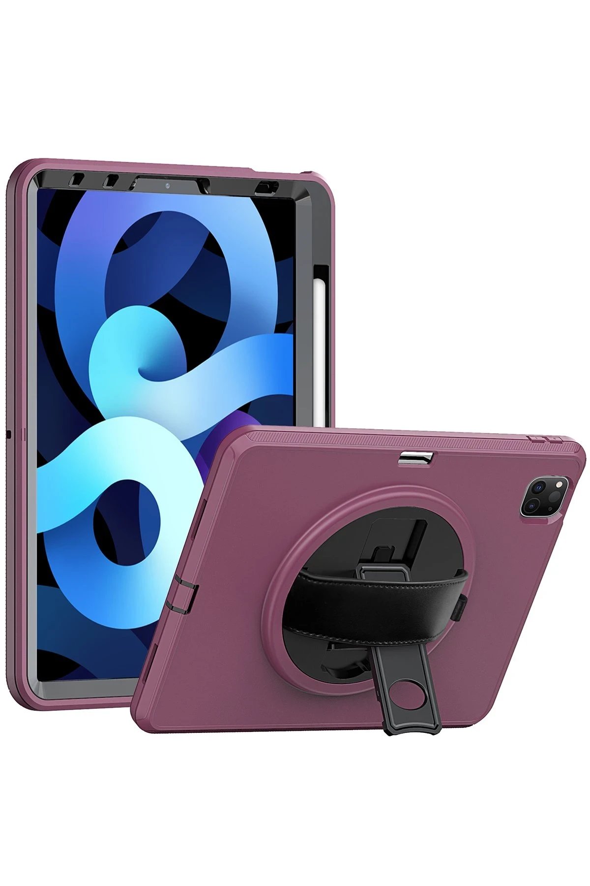 Newface iPad Pro 11 (2018) Kılıf Hand Strap Tablet Kılıfı - Mürdüm