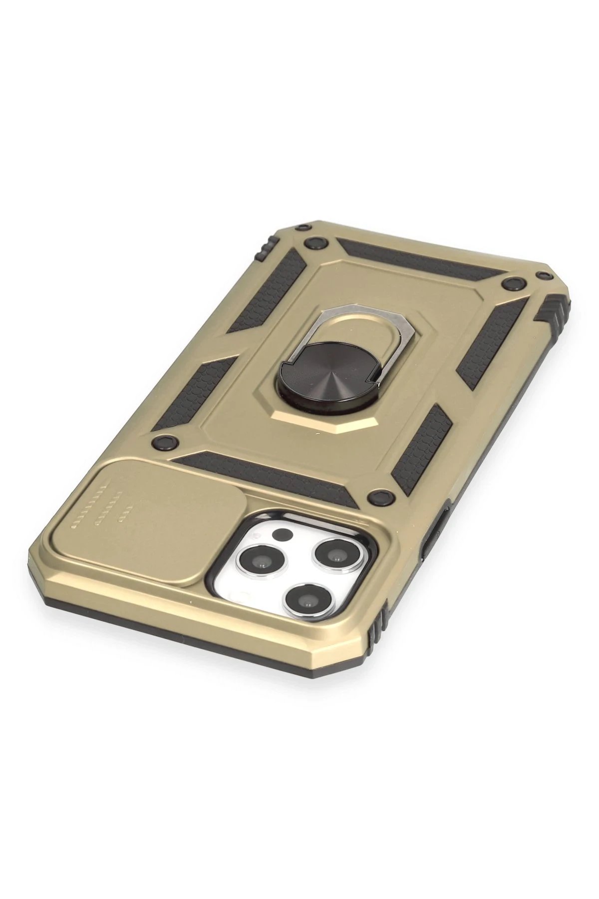 Newface iPhone 12 Pro Max Kılıf Pars Lens Yüzüklü Silikon - Gold