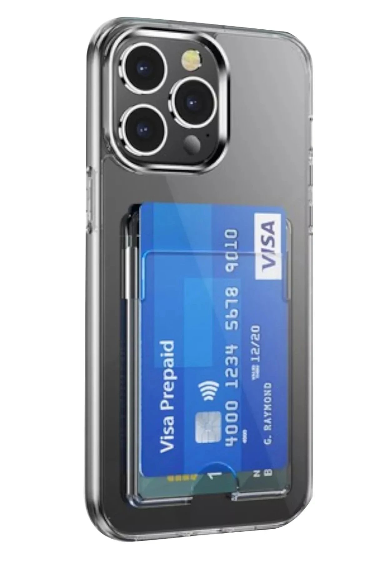 Newface iPhone 15 Pro Max Kılıf Kart Şeffaf Silikon - Şeffaf