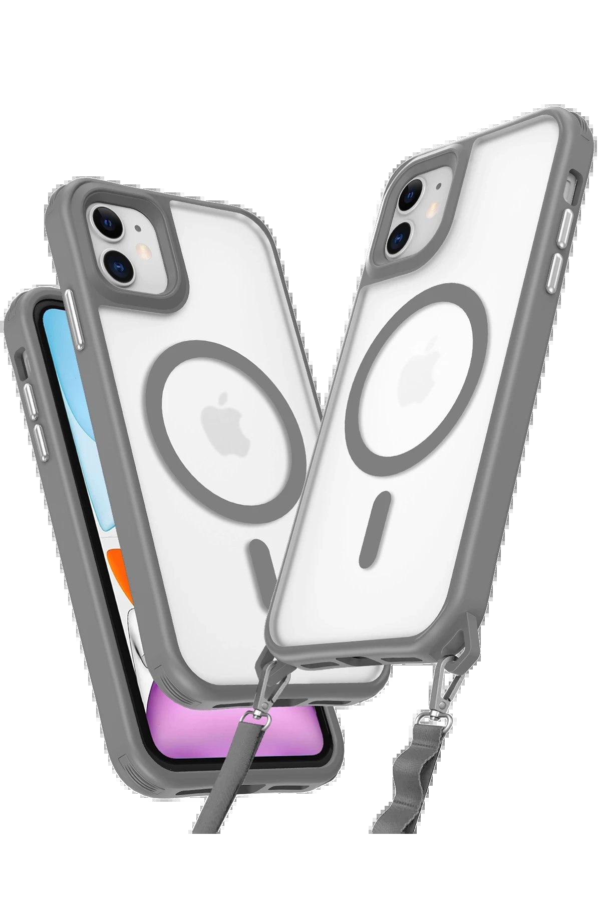 Newface iPhone 12 Kılıf Enka Magsafe Silikon Kılıf - Titan Gri