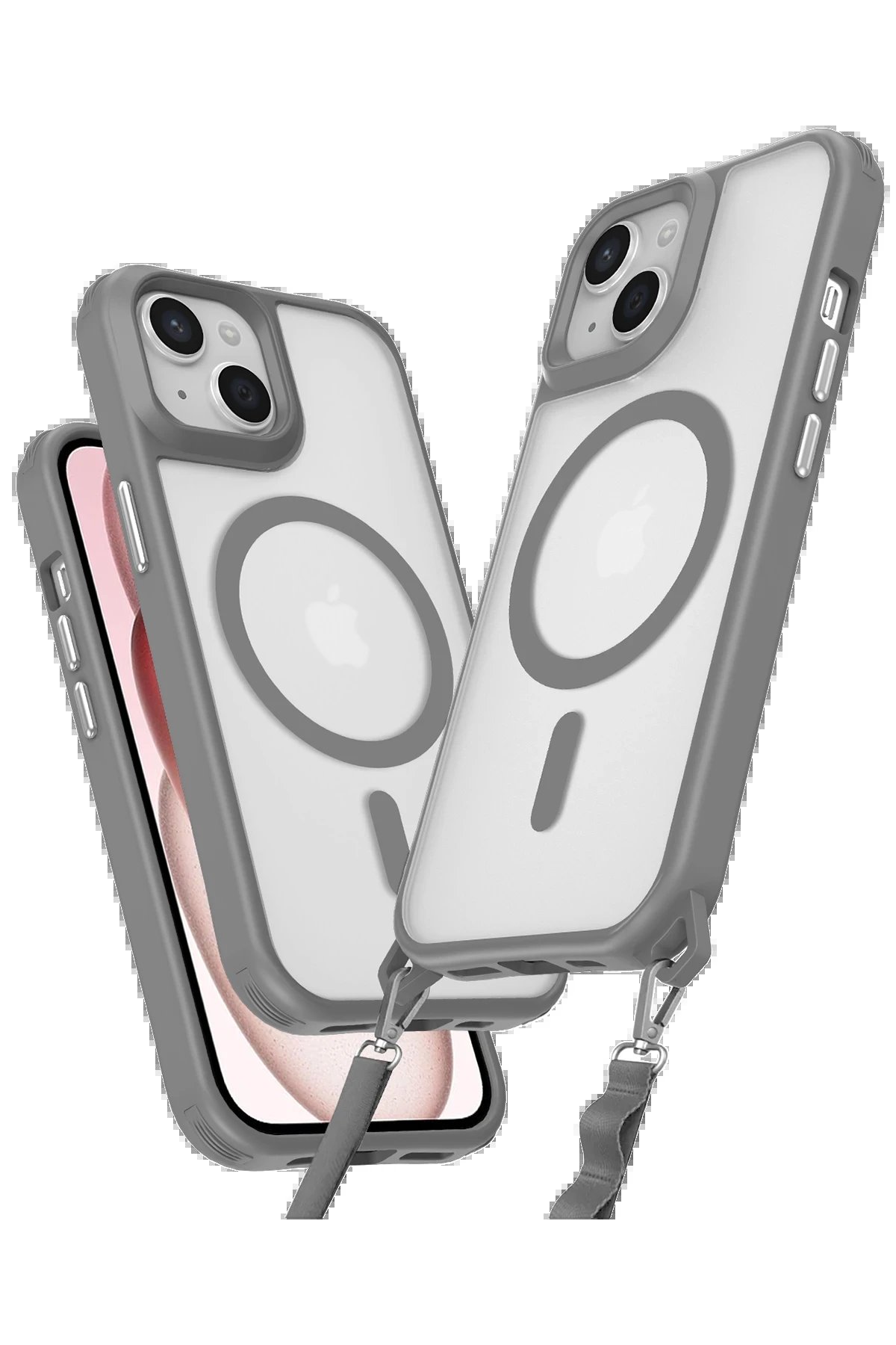 Newface iPhone 15 Kılıf Enka Magsafe Silikon Kılıf - Titan Gri