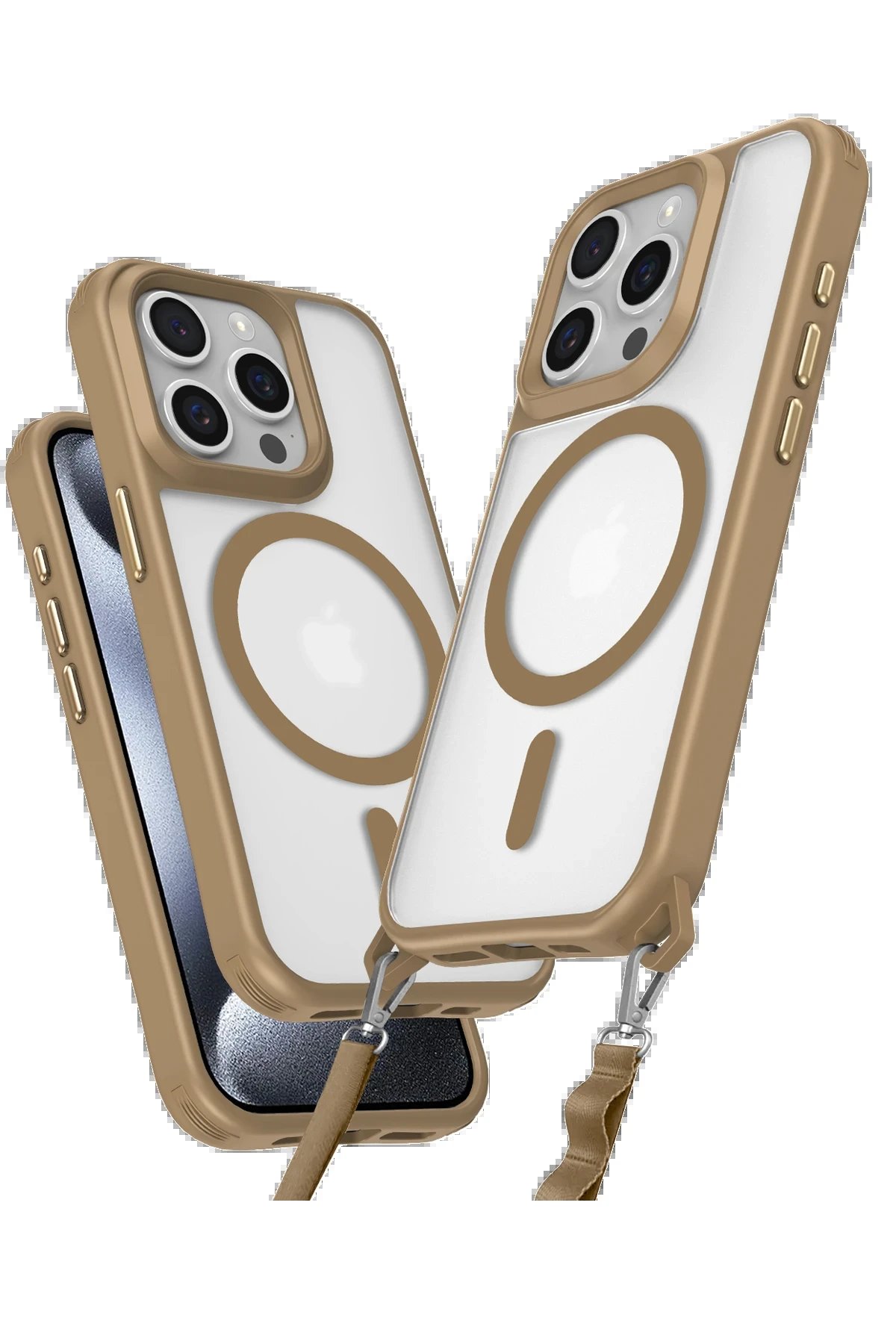 Newface iPhone 15 Pro Max Kılıf Enka Magsafe Silikon Kılıf - Desert