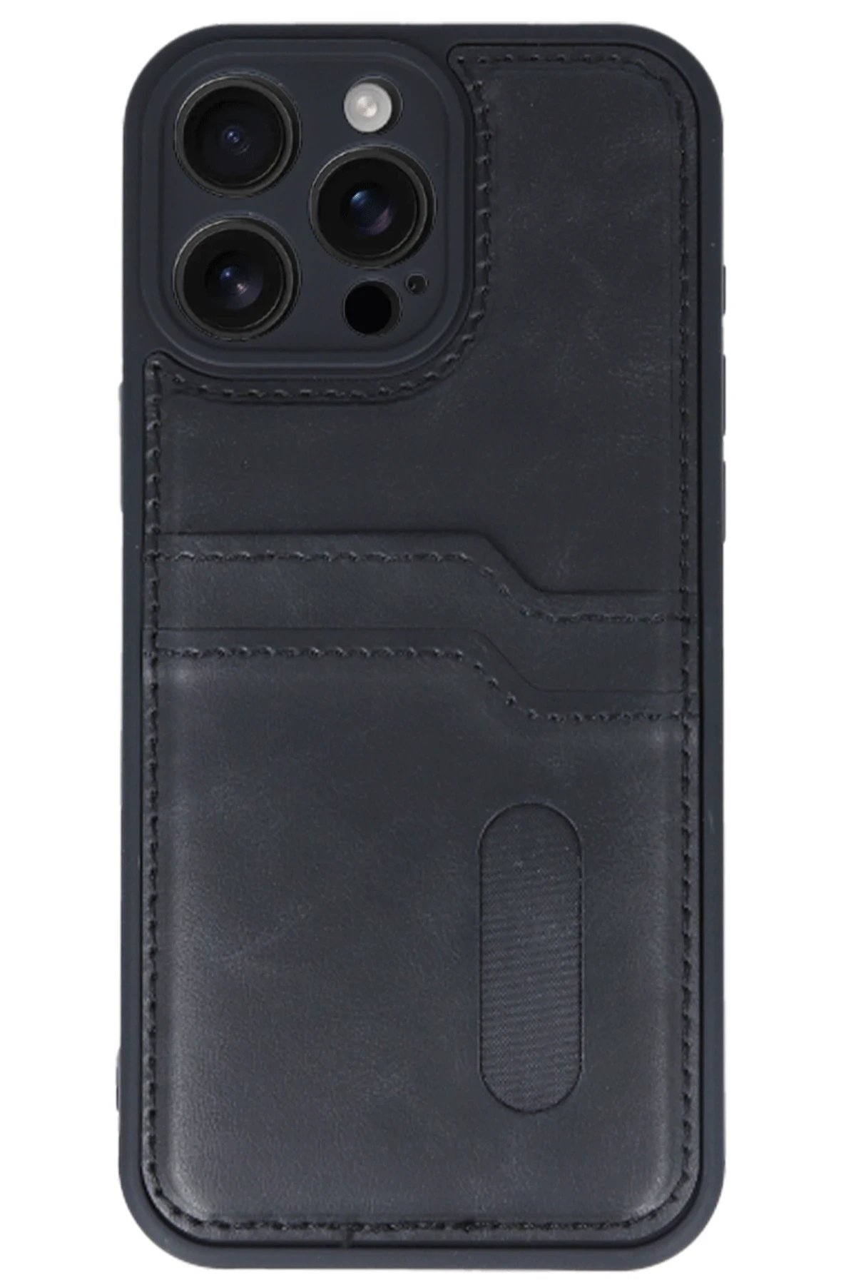 Newface iPhone 16 Pro Max Kılıf Sara Kartvizitli Deri Kılıf - Siyah