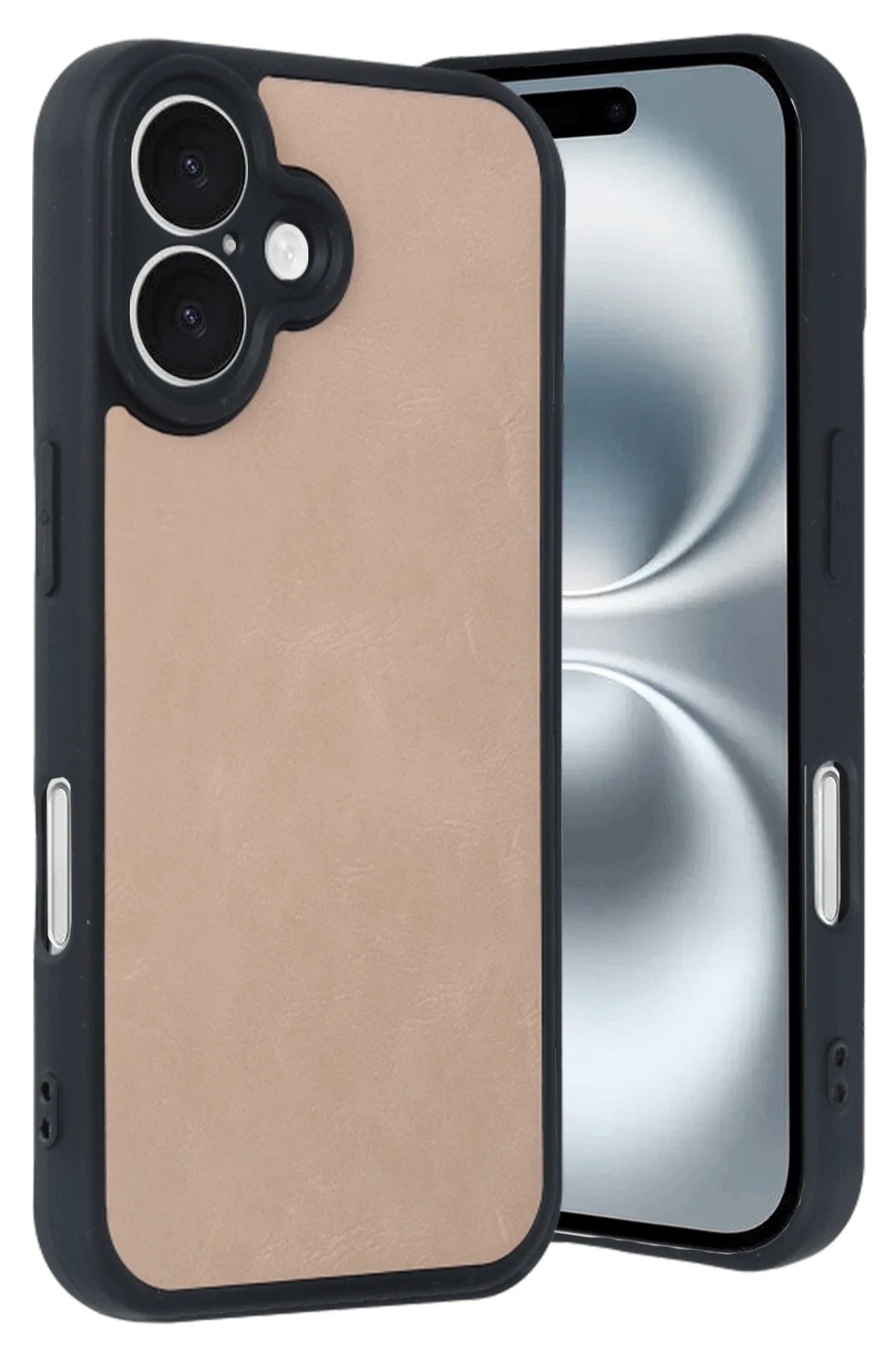 Newface iPhone 16 Kılıf Aras Deri Kapak - Pudra