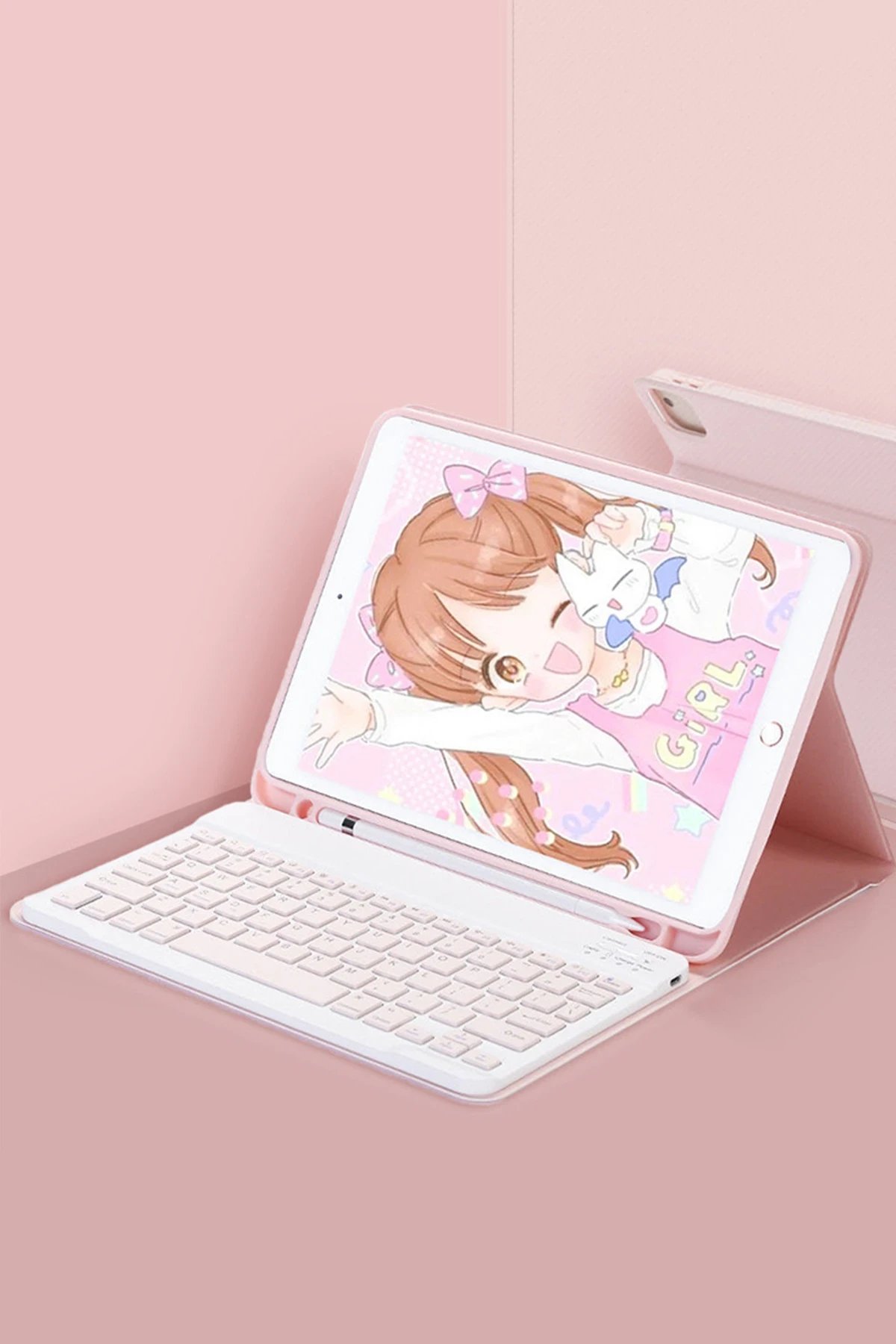 Newface iPad Pro 12.9 (2022) Kılıf KC01 Smart Klavyeli Tablet Kılıfı - Pembe