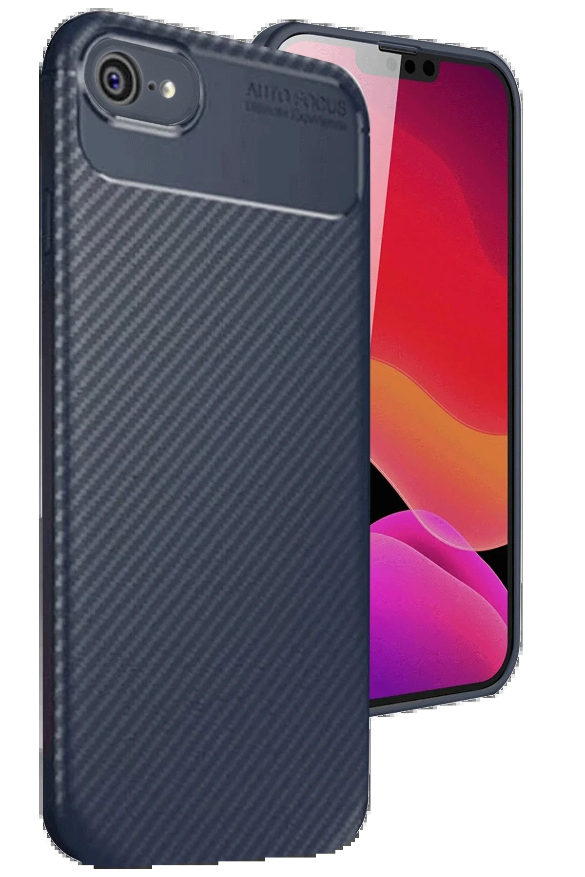 Newface iPhone 16E Kılıf Auto Focus Karbon Kapak - Lacivert