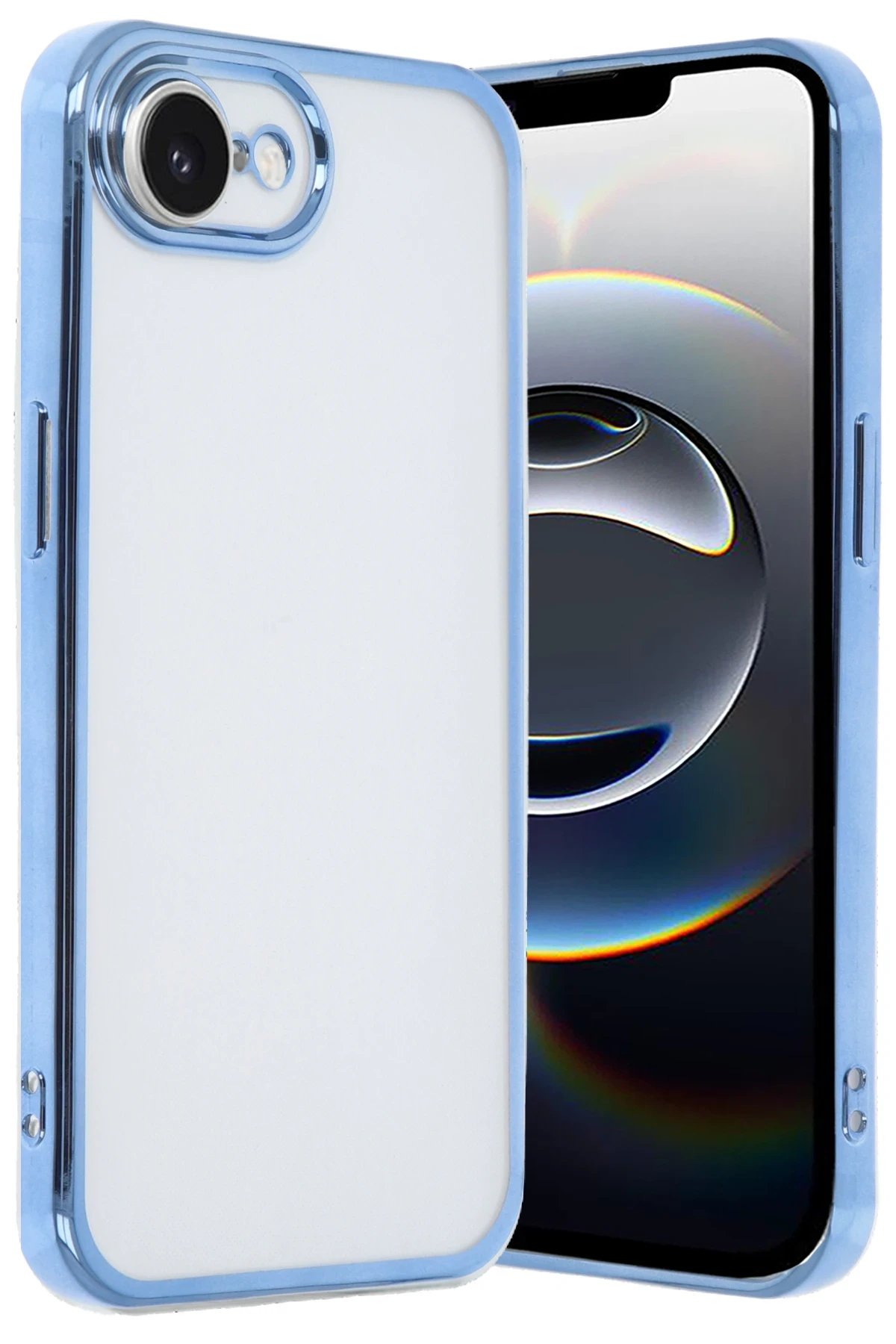 Newface iPhone 16E Kılıf Razer Lensli Silikon - Açık Mavi