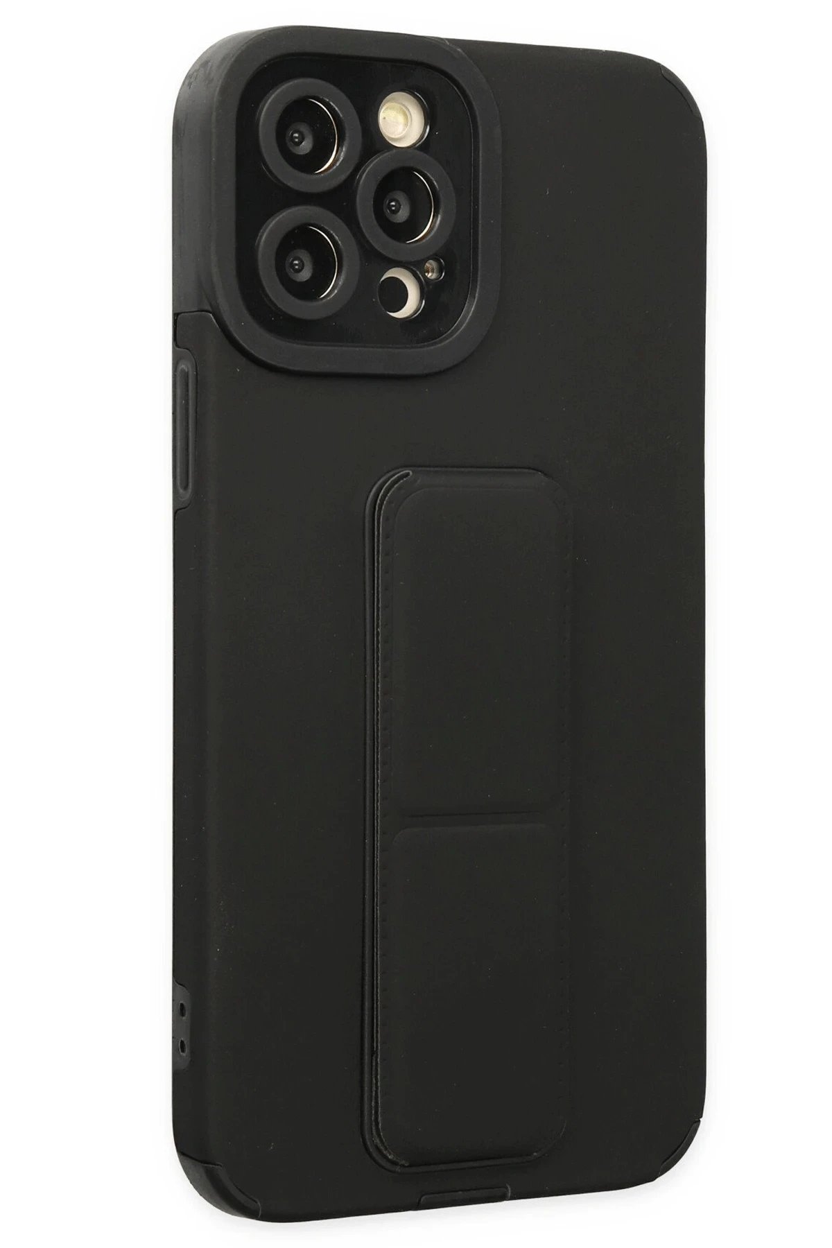 Newface iPhone 12 Pro Kılıf Mega Standlı Silikon - Siyah