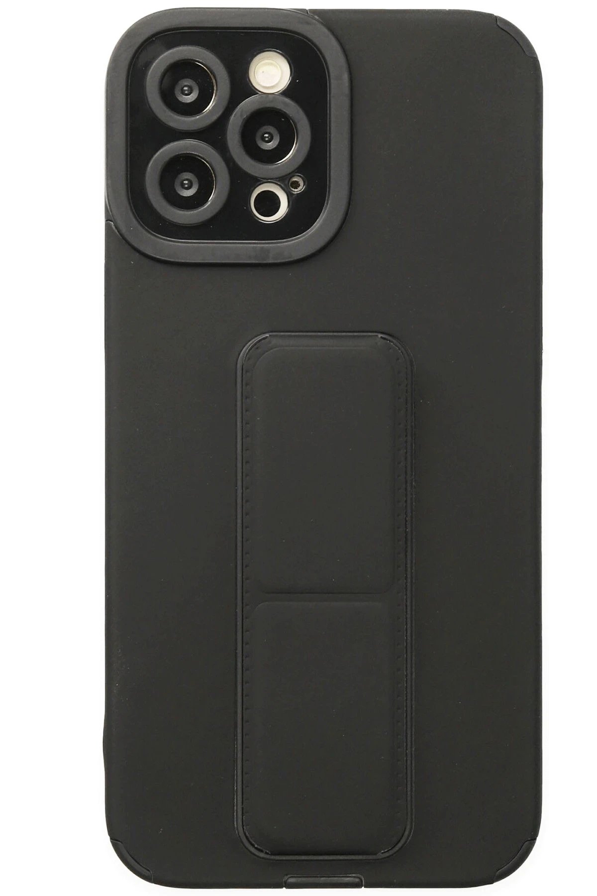 Newface iPhone 12 Pro Kılıf Mega Standlı Silikon - Siyah