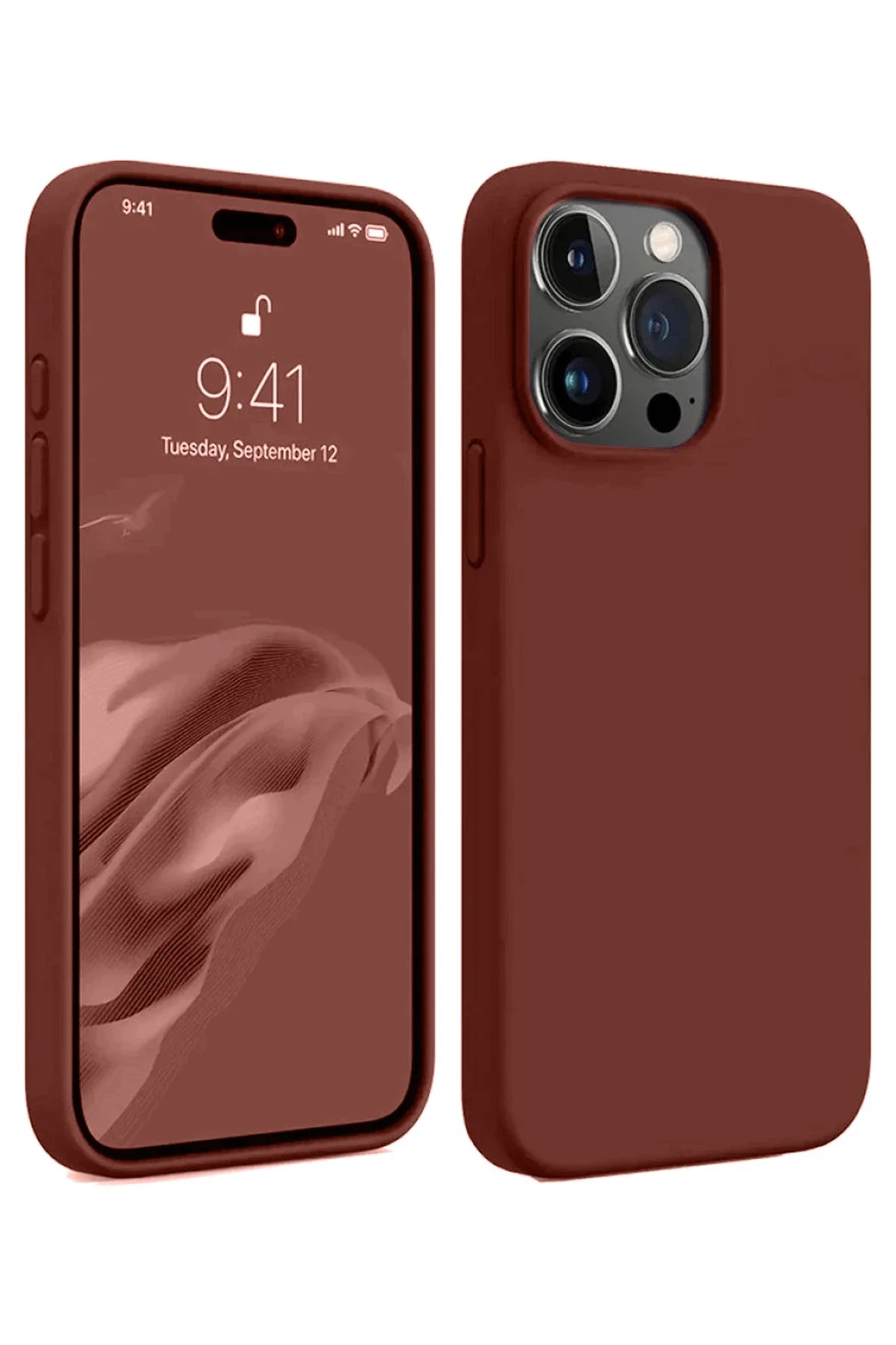 Newface iPhone 15 Pro Max Kılıf First Silikon - Bordo