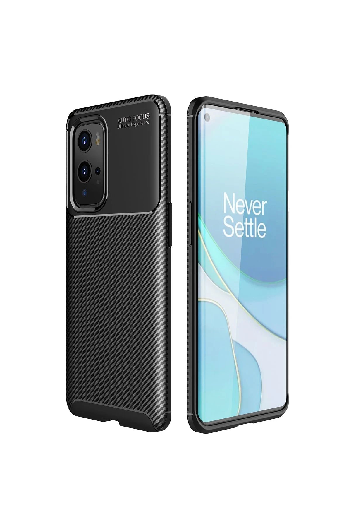 Newface One Plus 9 Pro Kılıf Auto Focus Karbon Kapak - Siyah