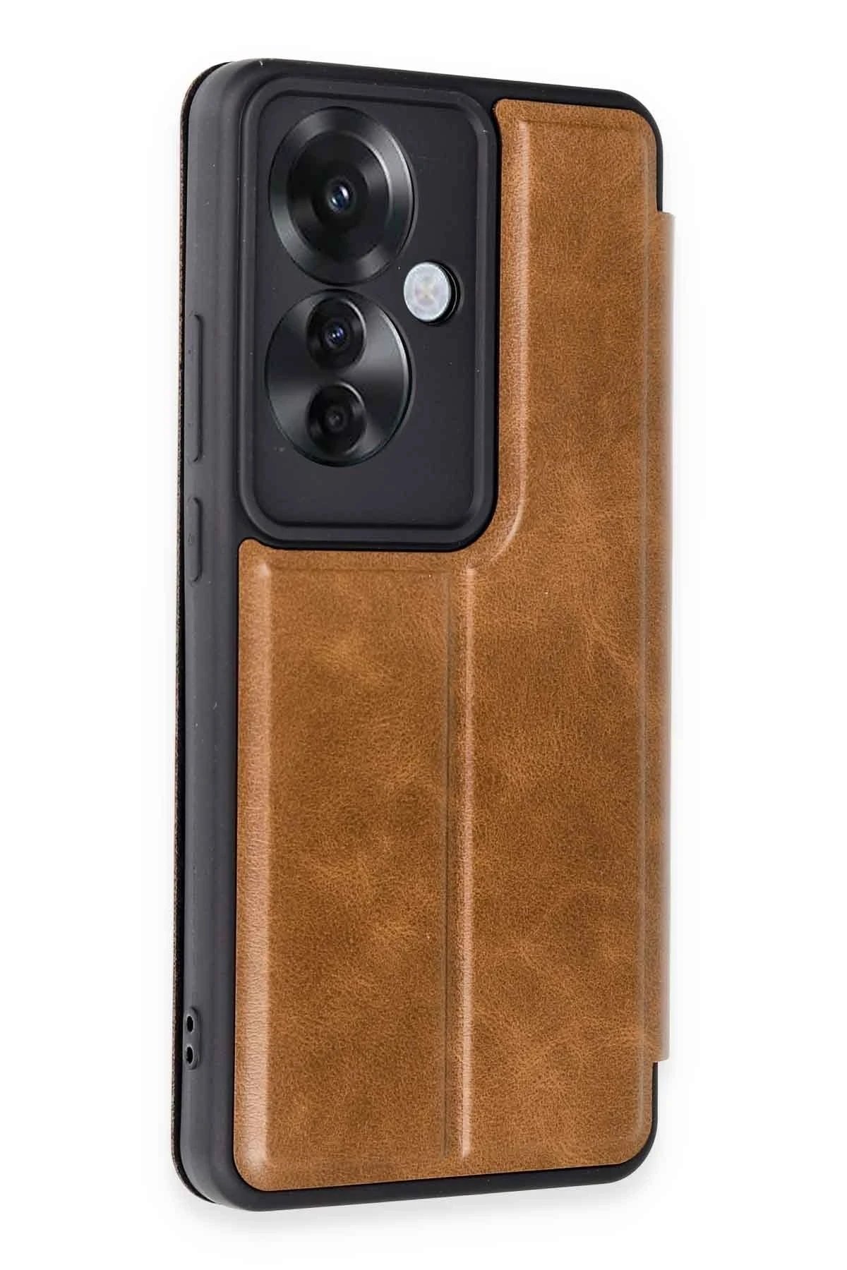 Newface Oppo Reno 11F Kılıf Flip Cover - Taba