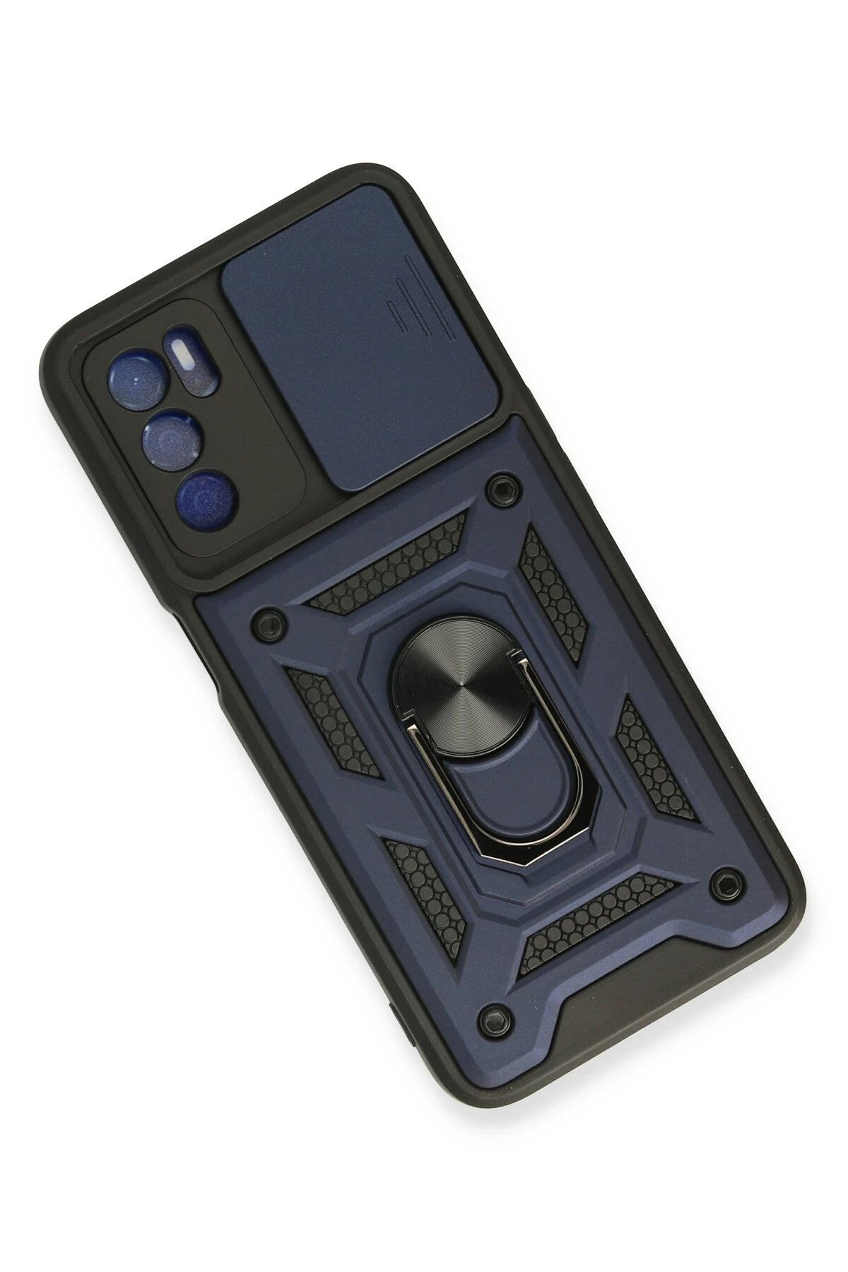 Newface Oppo A16 Kılıf Pars Lens Yüzüklü Silikon - Lacivert