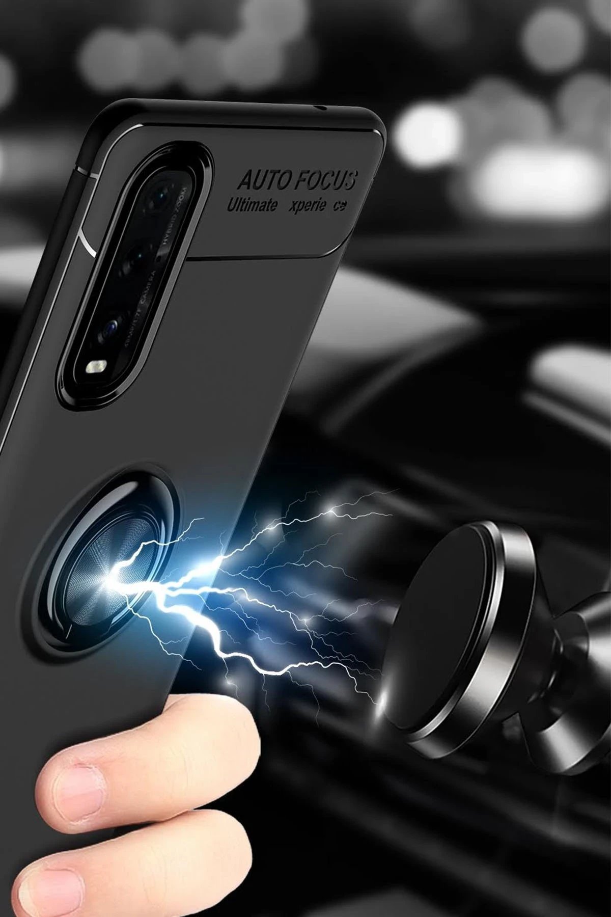 Newface Oppo Find X2 Kılıf Range Yüzüklü Silikon - Siyah-Gold