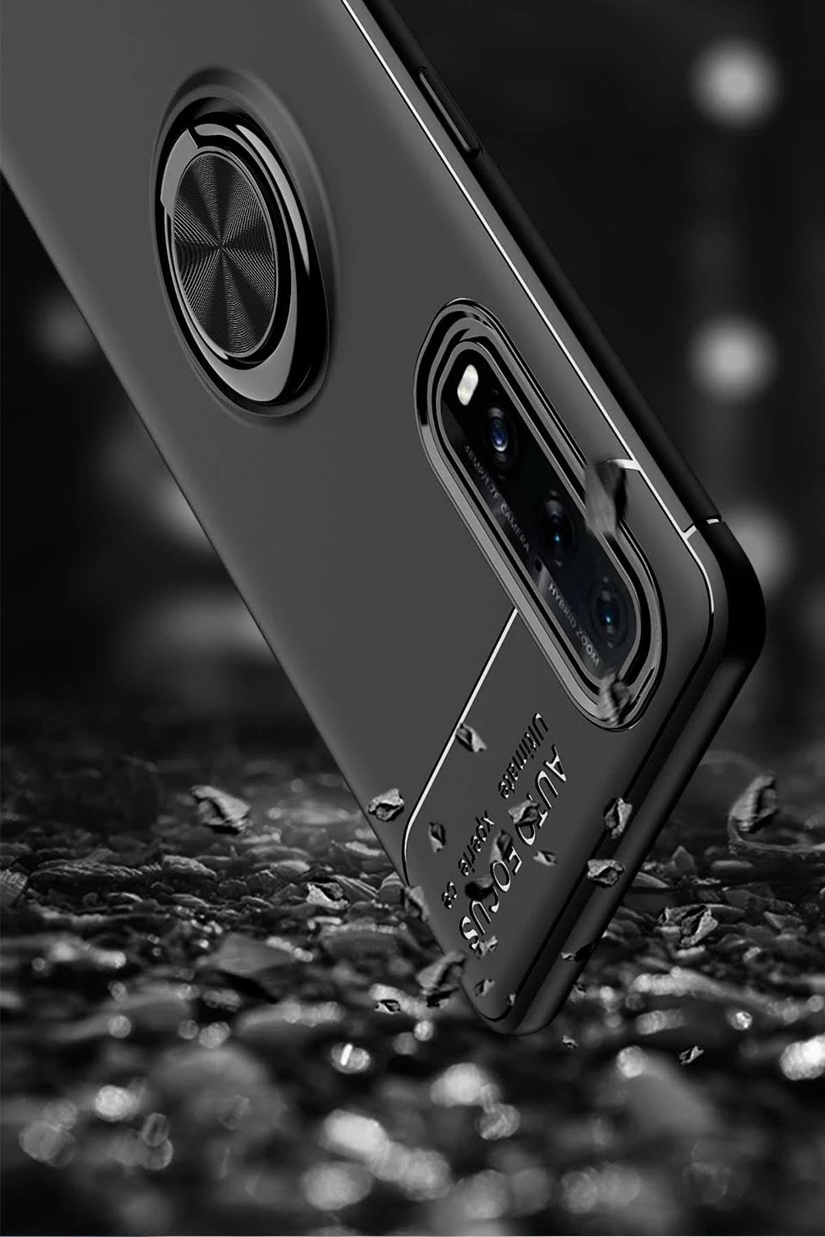 Newface Oppo Find X2 Kılıf Range Yüzüklü Silikon - Siyah-Mavi