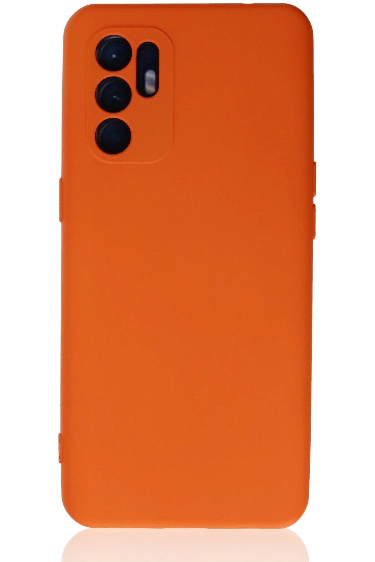 Newface Oppo Reno 6 Kılıf Nano içi Kadife Silikon - Turuncu