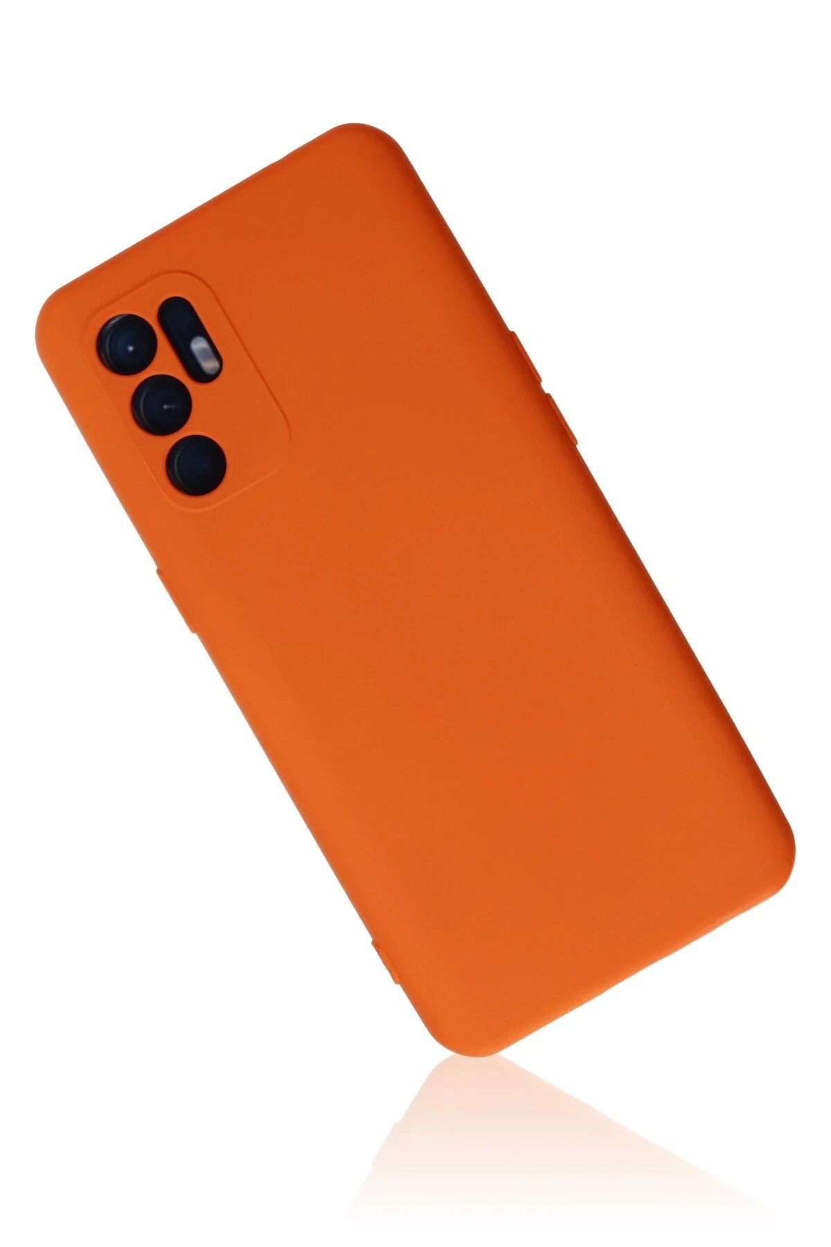 Newface Oppo Reno 6 Kılıf Nano içi Kadife Silikon - Turuncu