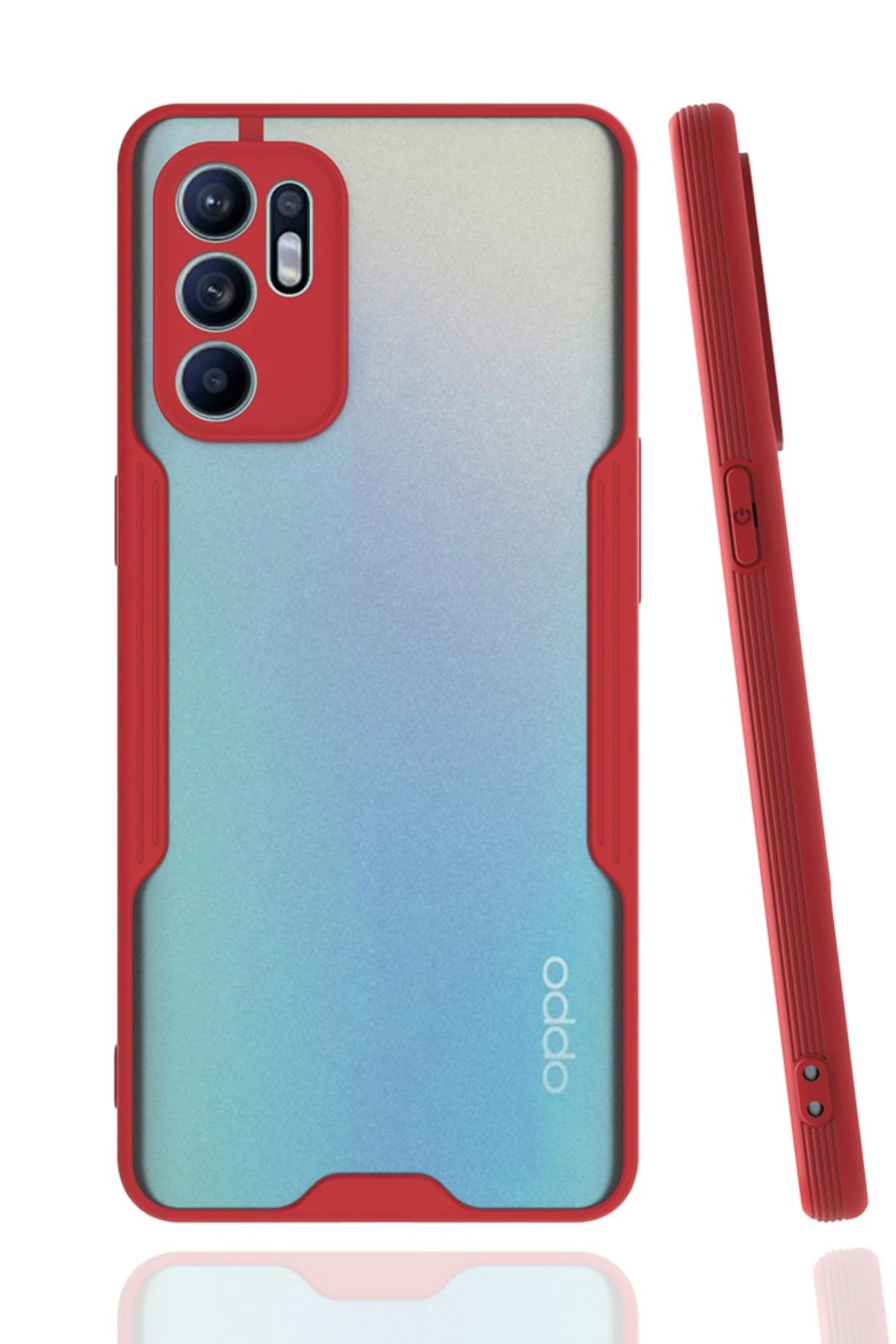 Newface Oppo Reno 6 Kılıf Platin Silikon - Kırmızı